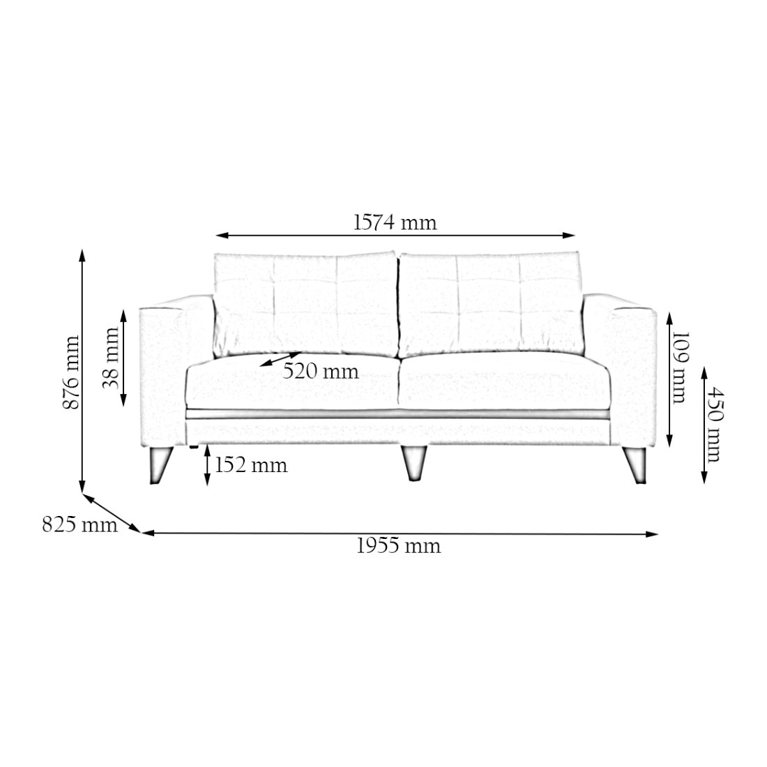 Garcia Fabric Three Seater Sofa in Beige Colour