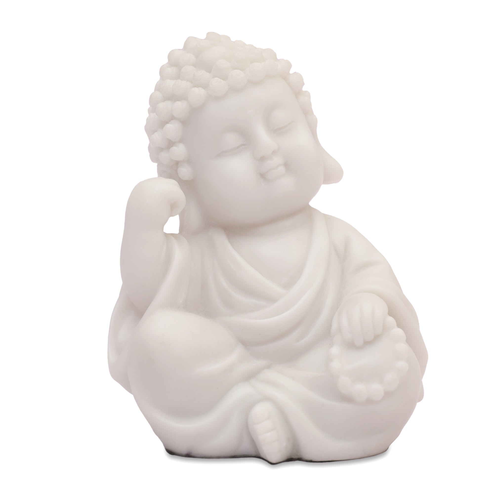 NAQSH SET OF 3PIECE MONK, POLYRESIN HAND FINISHED FIGURINE WHITE BY LIVNG ESSENCE