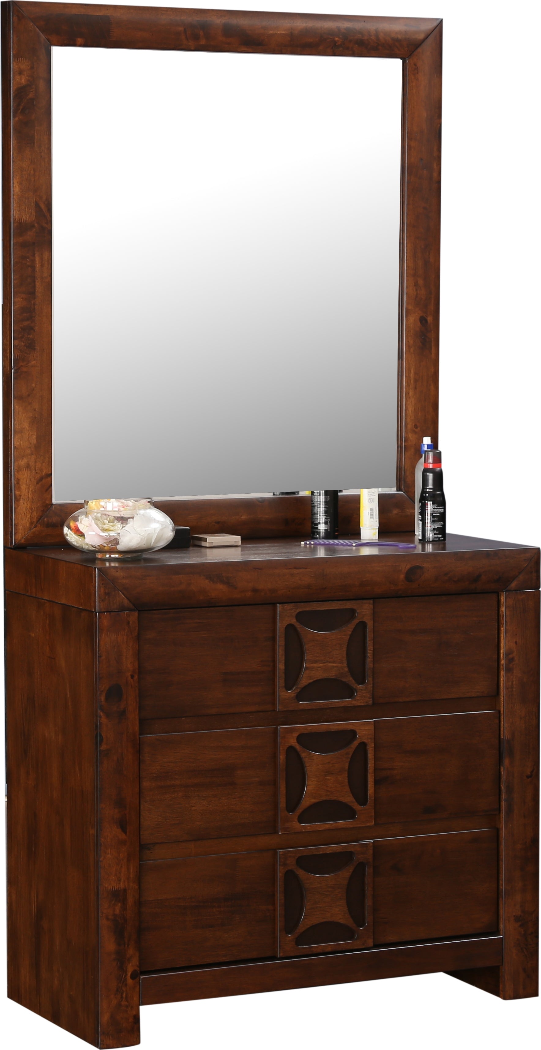 Casablanca Solidwood Dresser with mirror in Walnut Colour