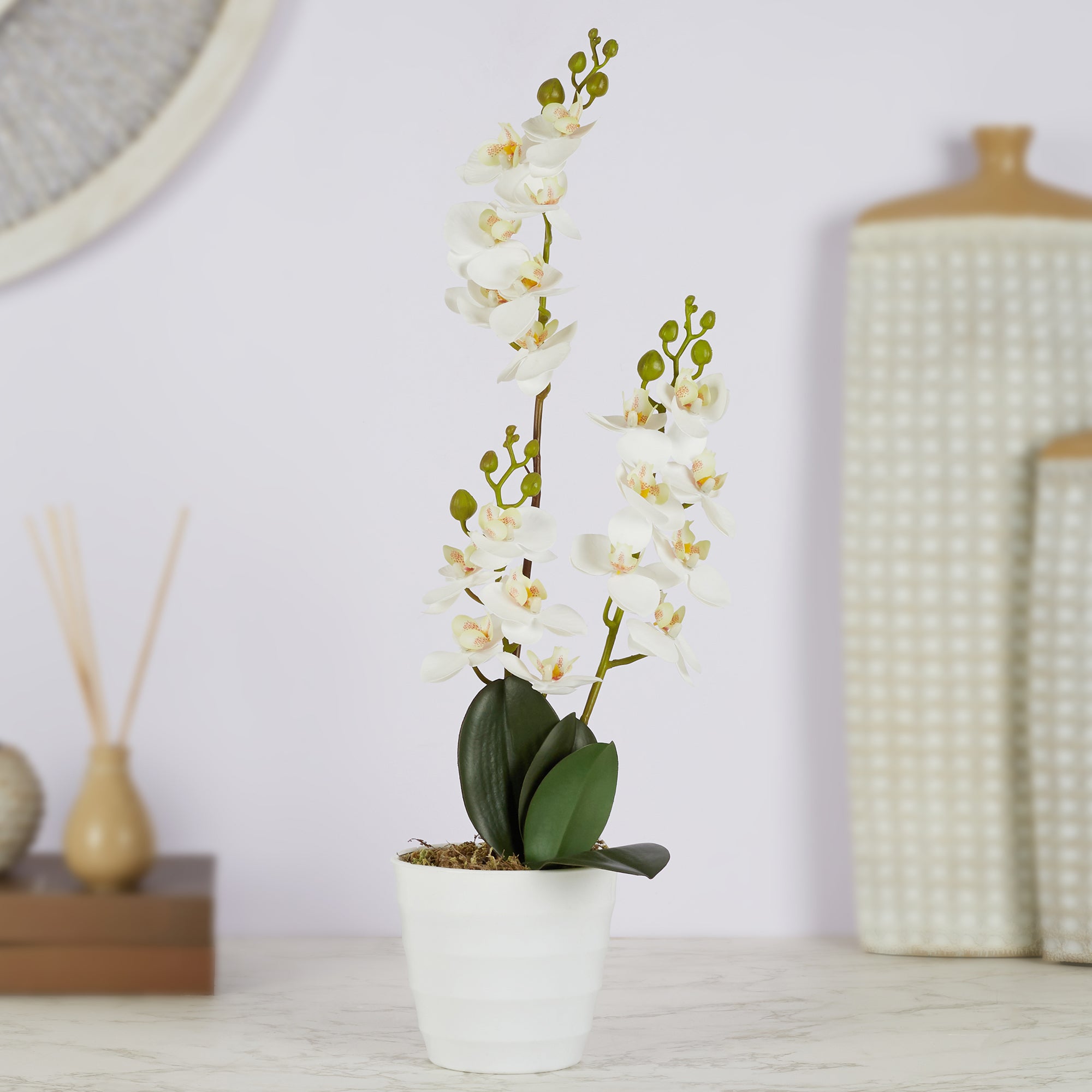 Ilana Artificial Orchid Potted Plant 45Cm in White Colour