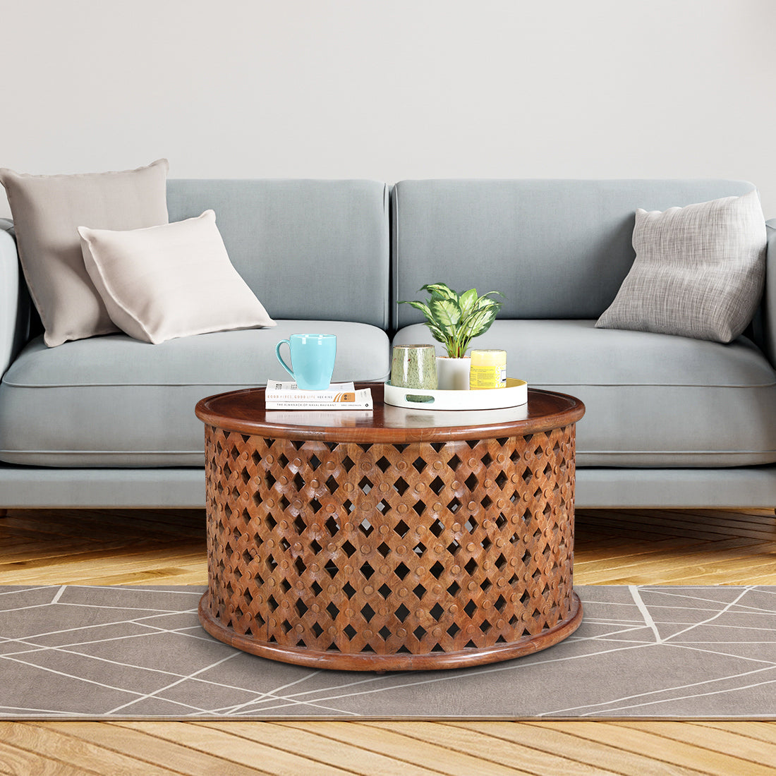 Sirohi Solid Wood Center Table in Brown Colour
