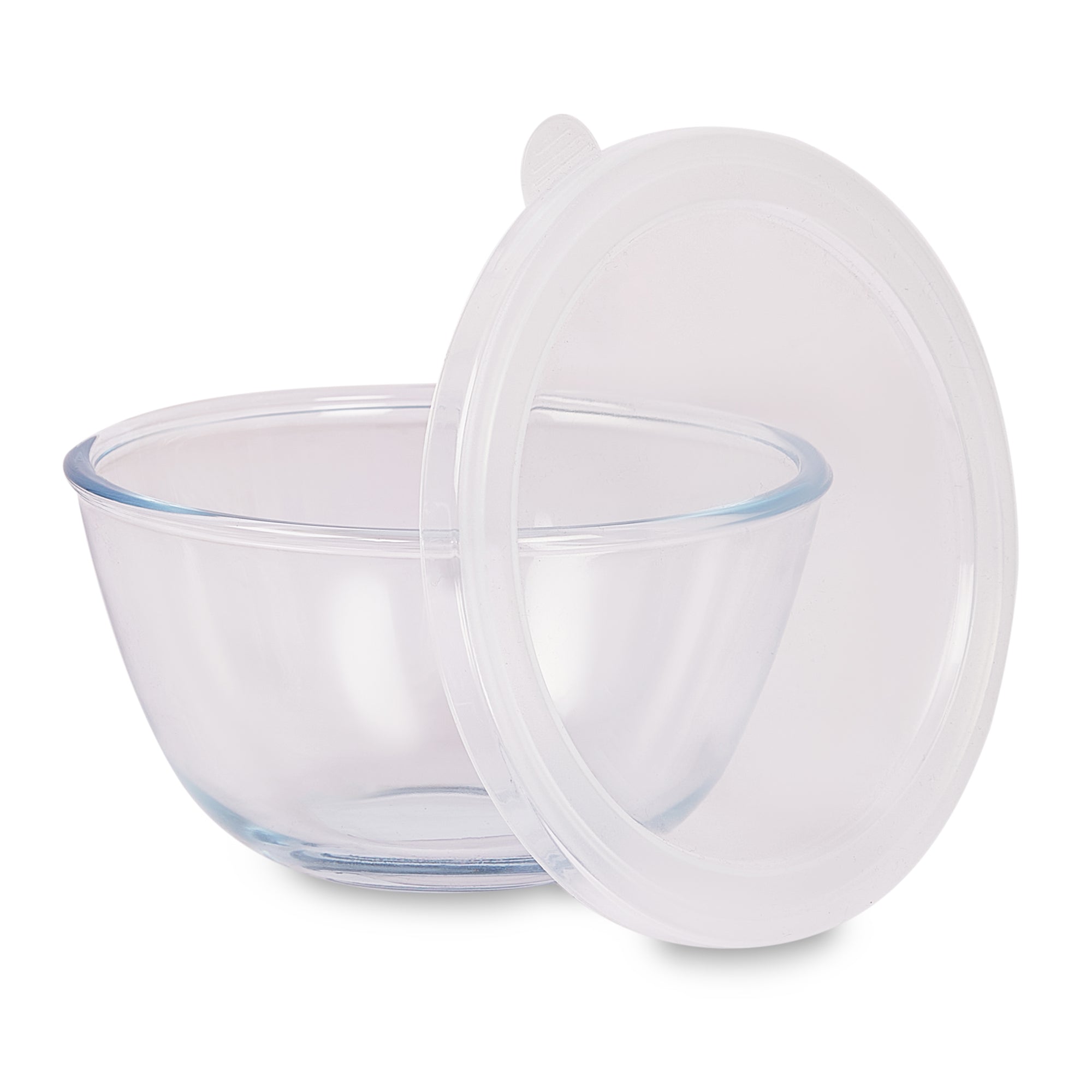 Fiesta Borosilicate Glass Mixing Bowl with Lid Set of 3 in Clear Colour