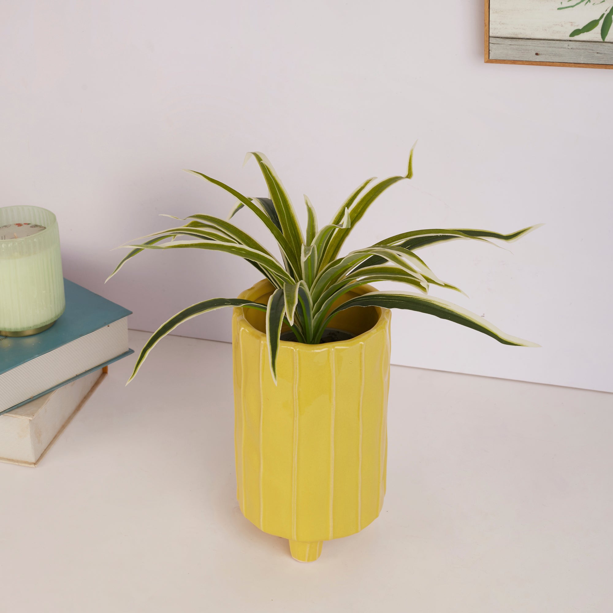 Alura Tropical Glossy Ceramic Planter 22Cm in Apple Green Colour