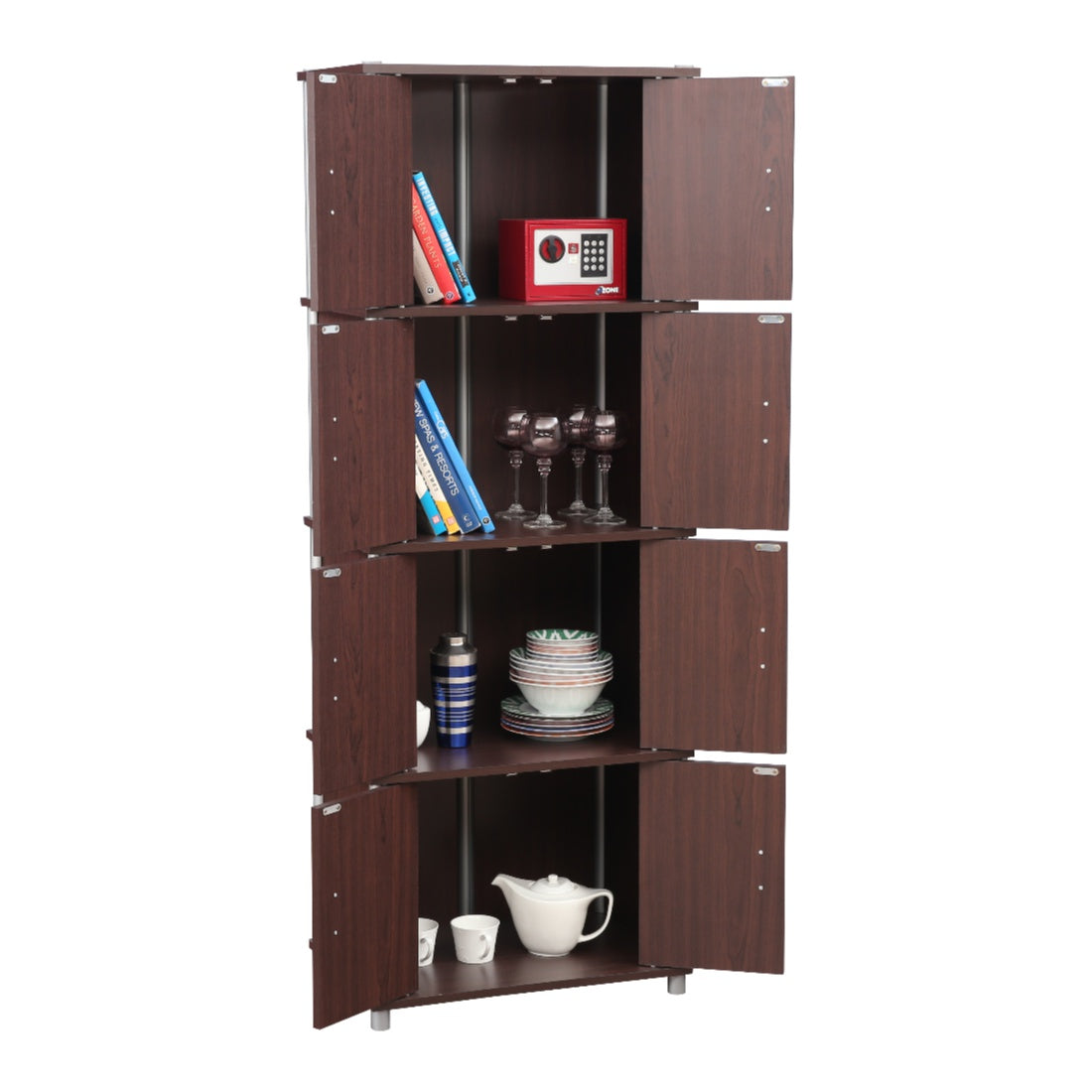 Jacob Engineered Wood Multipurpose Cabinet in Cherry Brown Colour