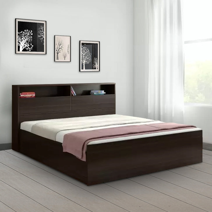 Alex King bed with Box storage in Dark Walnut Colour