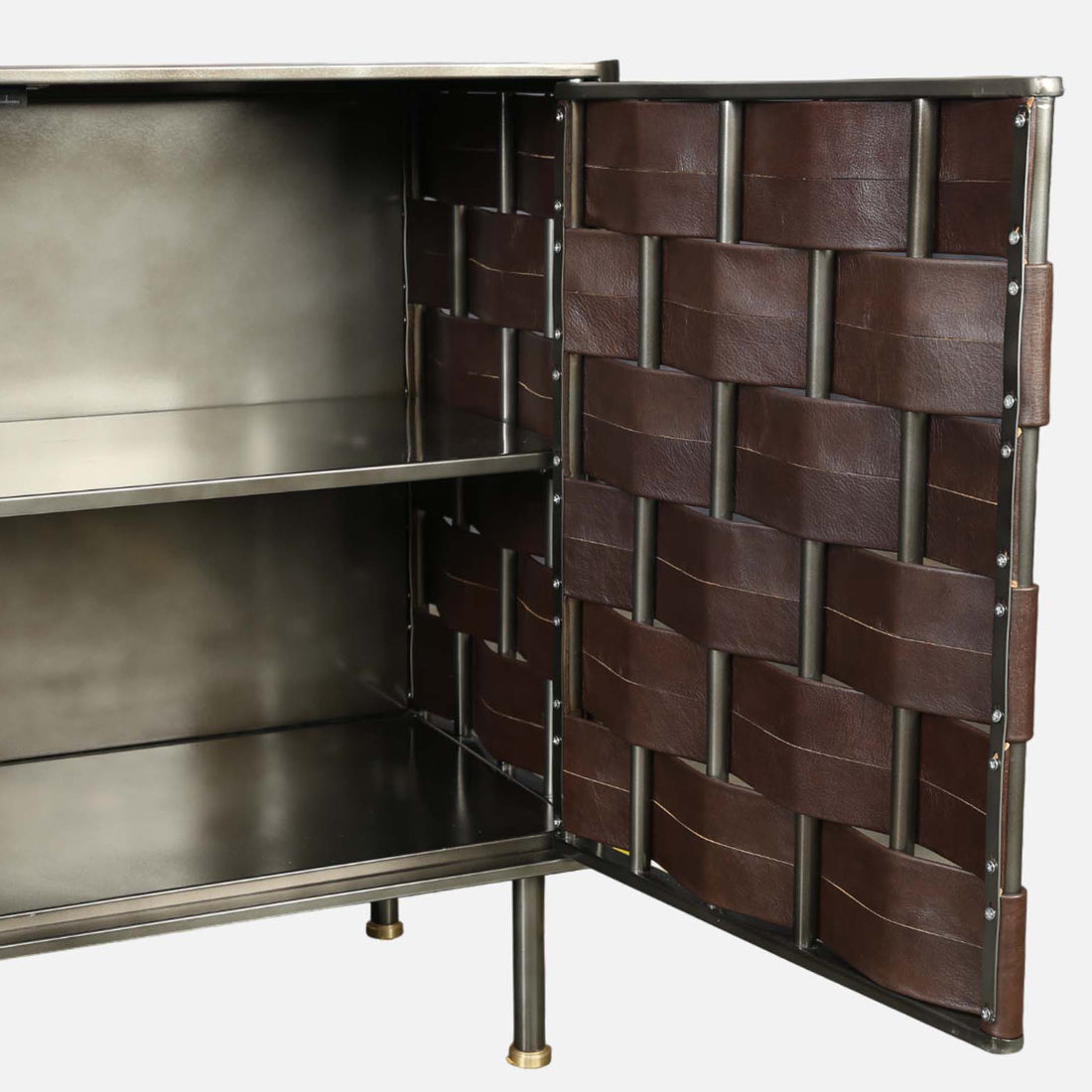 Theodore Metal Sideboard in Walnut Colour