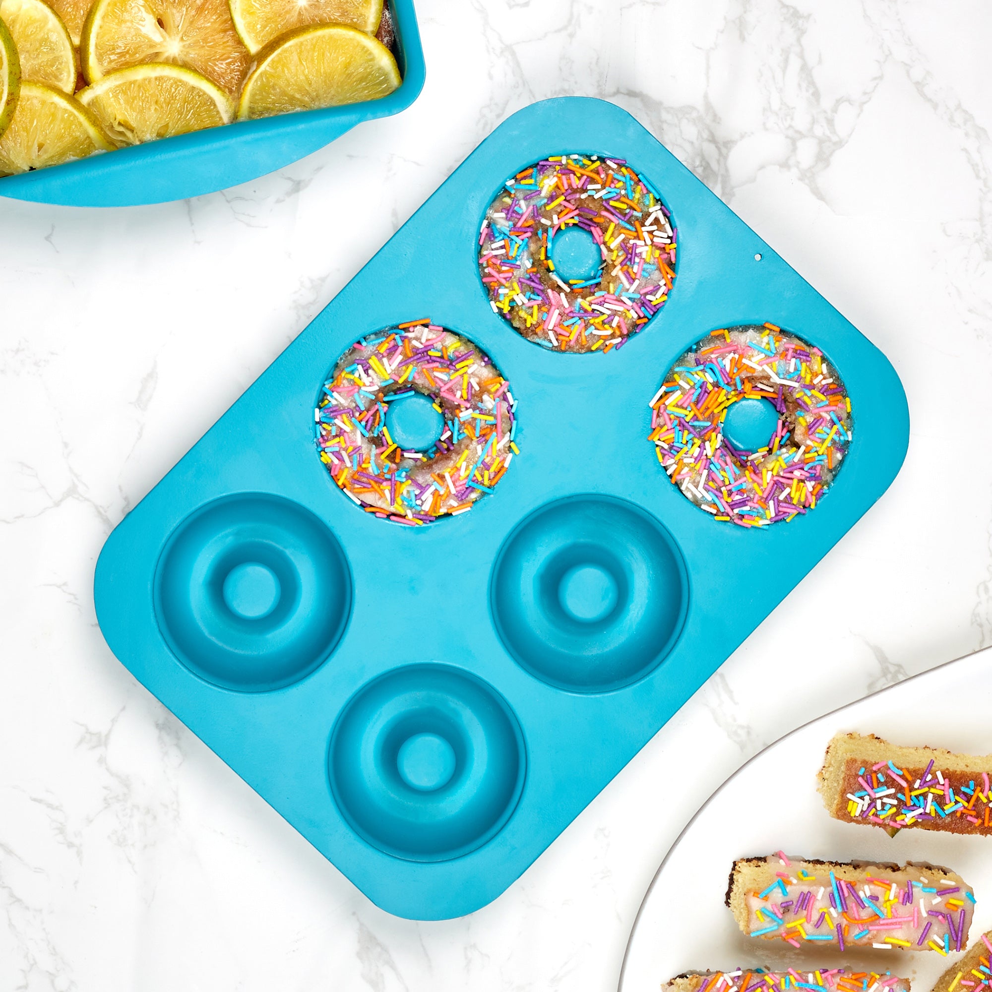 Bakelicious Aluminium 6 Cavity Donut Tray in Teal Colour