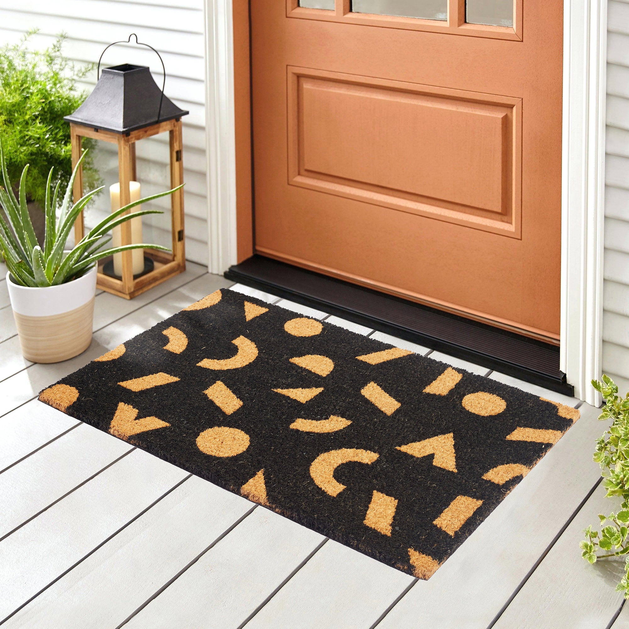Natura  Abstract Printed Coir Doormat 40x60 CM in Black Colour