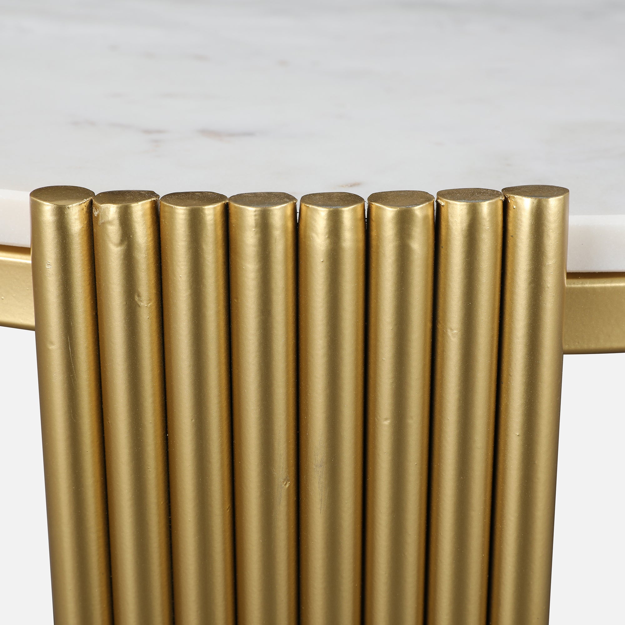 Giove Marble & Iron Center Table in White & Gold Colour