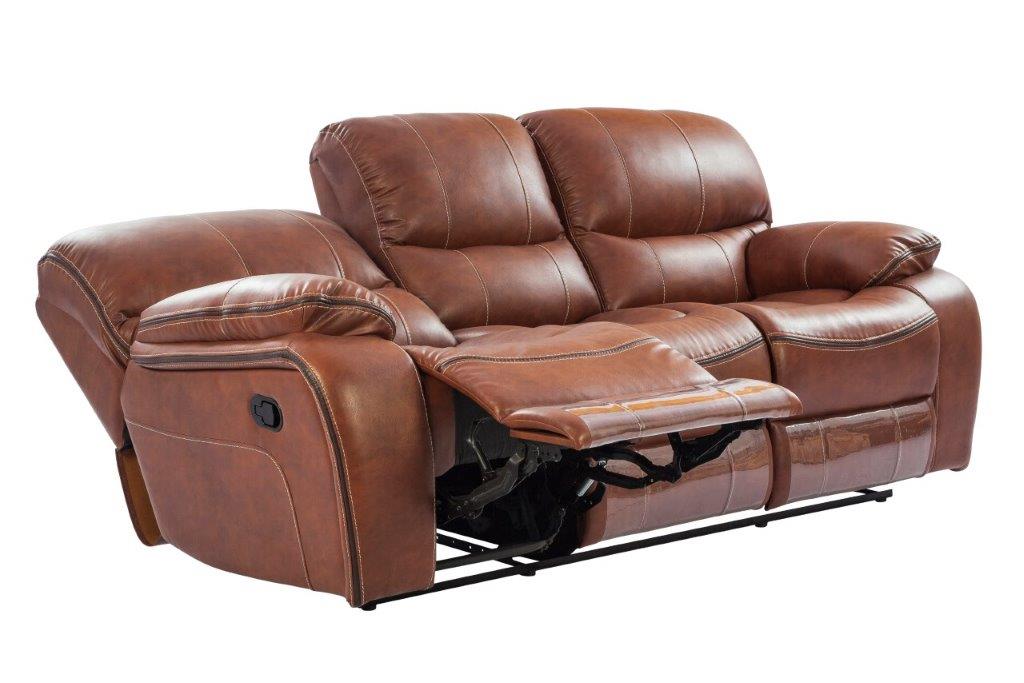 Tigris Leatherette Three Seater Recliner in Brown Colour