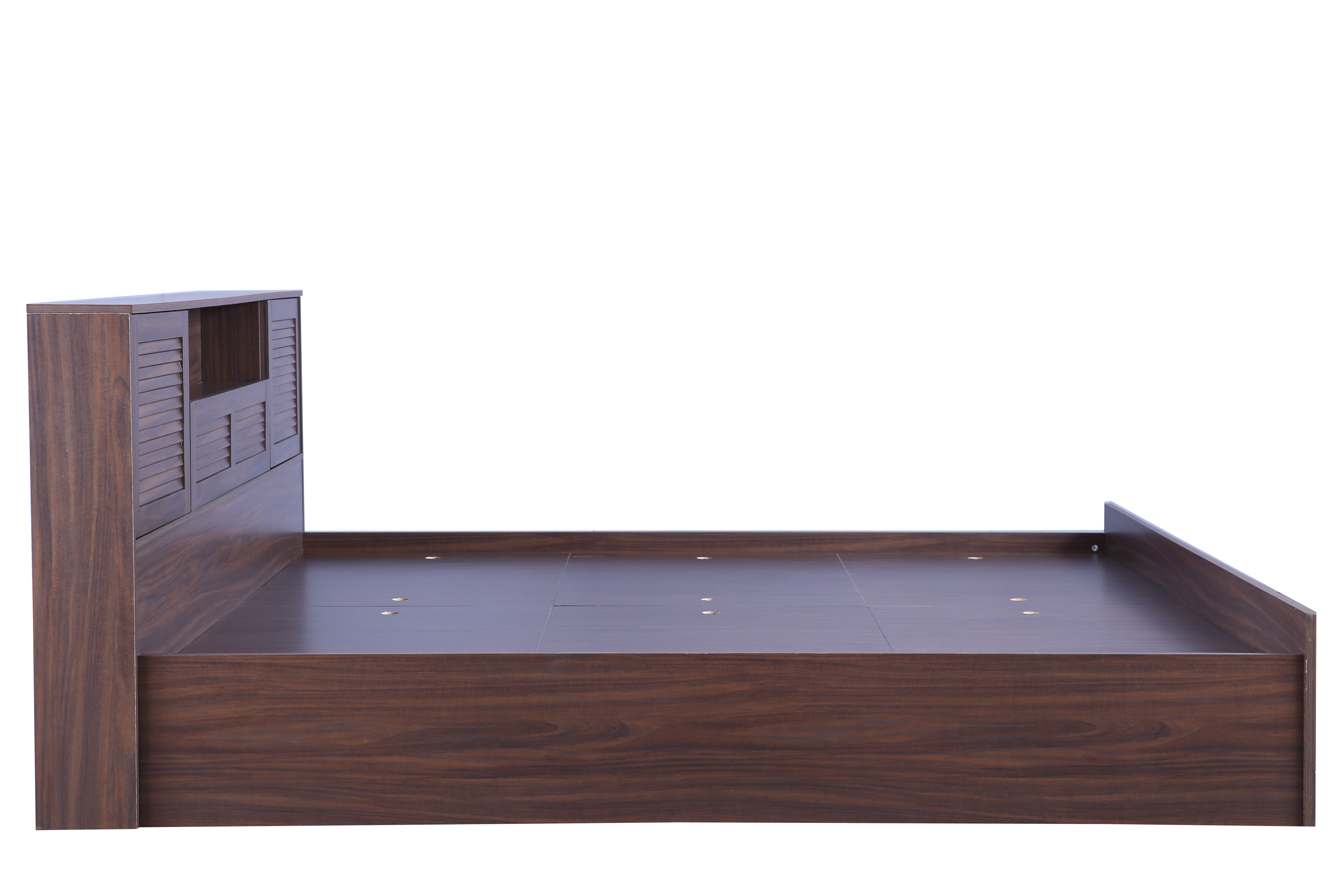 Bolton Queen bed with Box storage in Walnut Colour