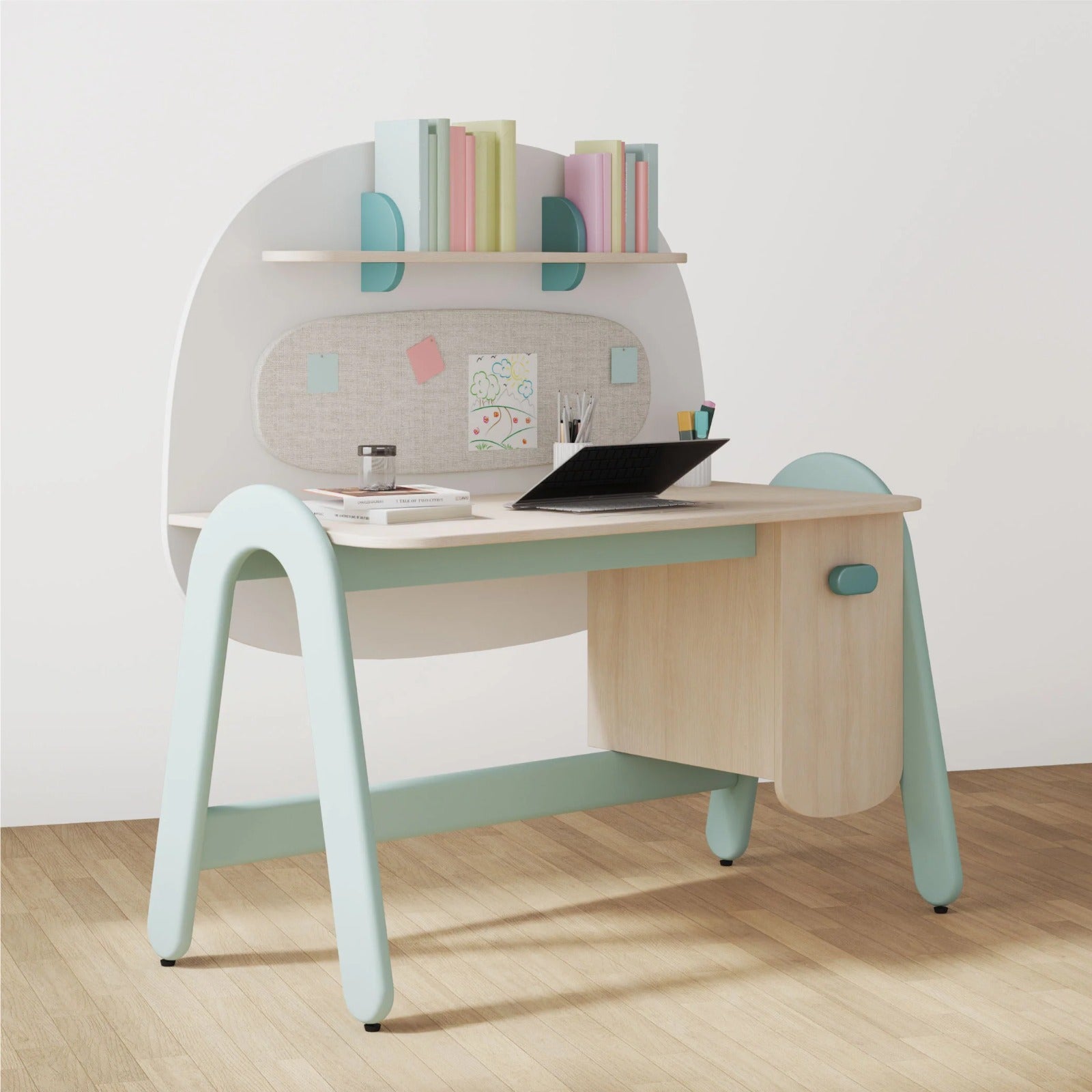 Squircle Study Table in Teal Colour