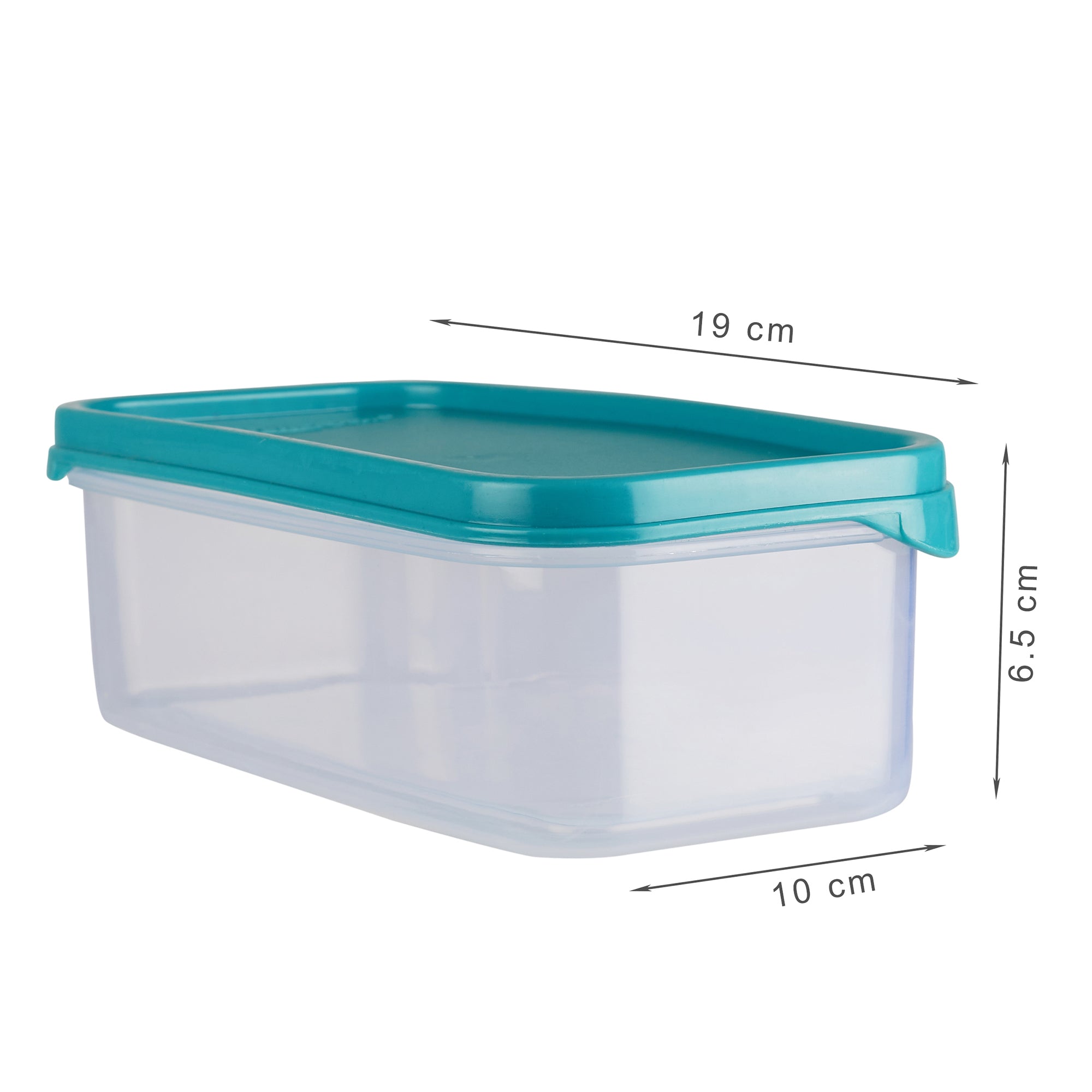 Modular Mate Plastic Rectangular Container 800ml Set of 6 in Teal & Transparent Colour