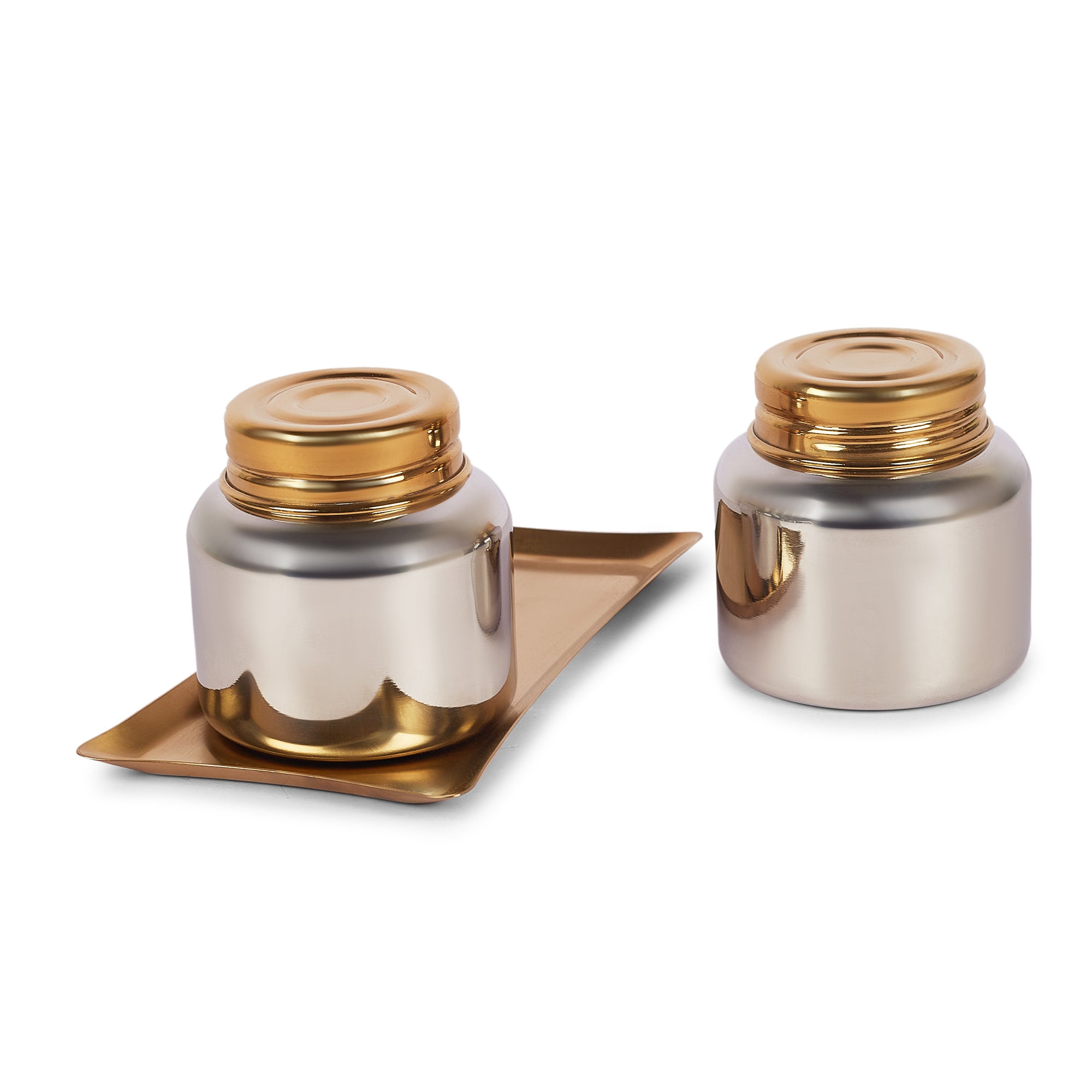 Sapphire Stainless Steel Serving Set Small in Gold & Silver Colour by Living Essence