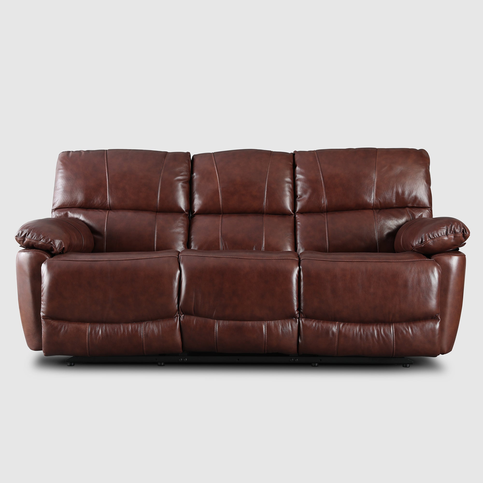 Charles Half Leather Three Seater Recliner in Brown Colour