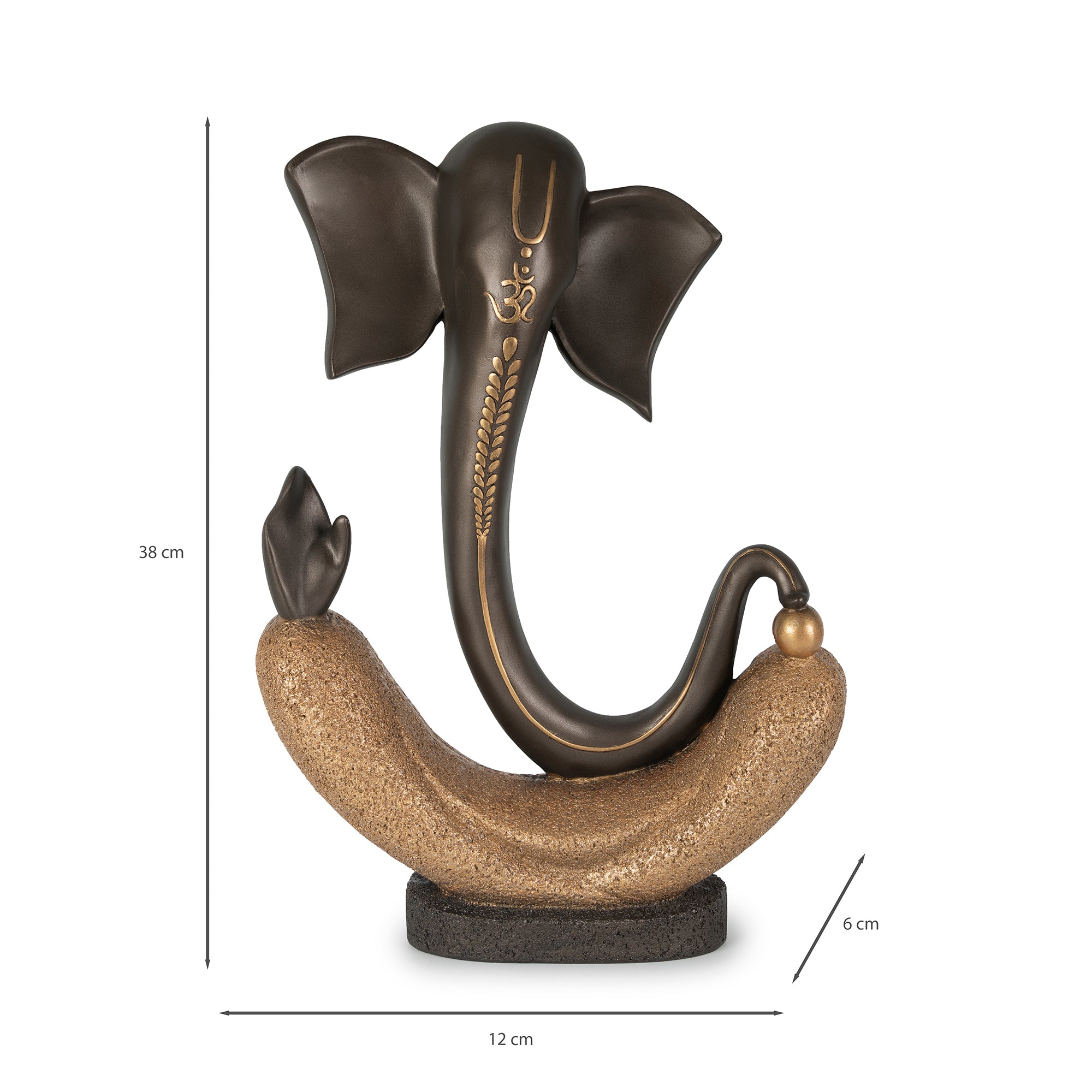 Eternal Ganesha Polyresin Hand Finished Figurine 41Cm in Bronze & Gold Colour