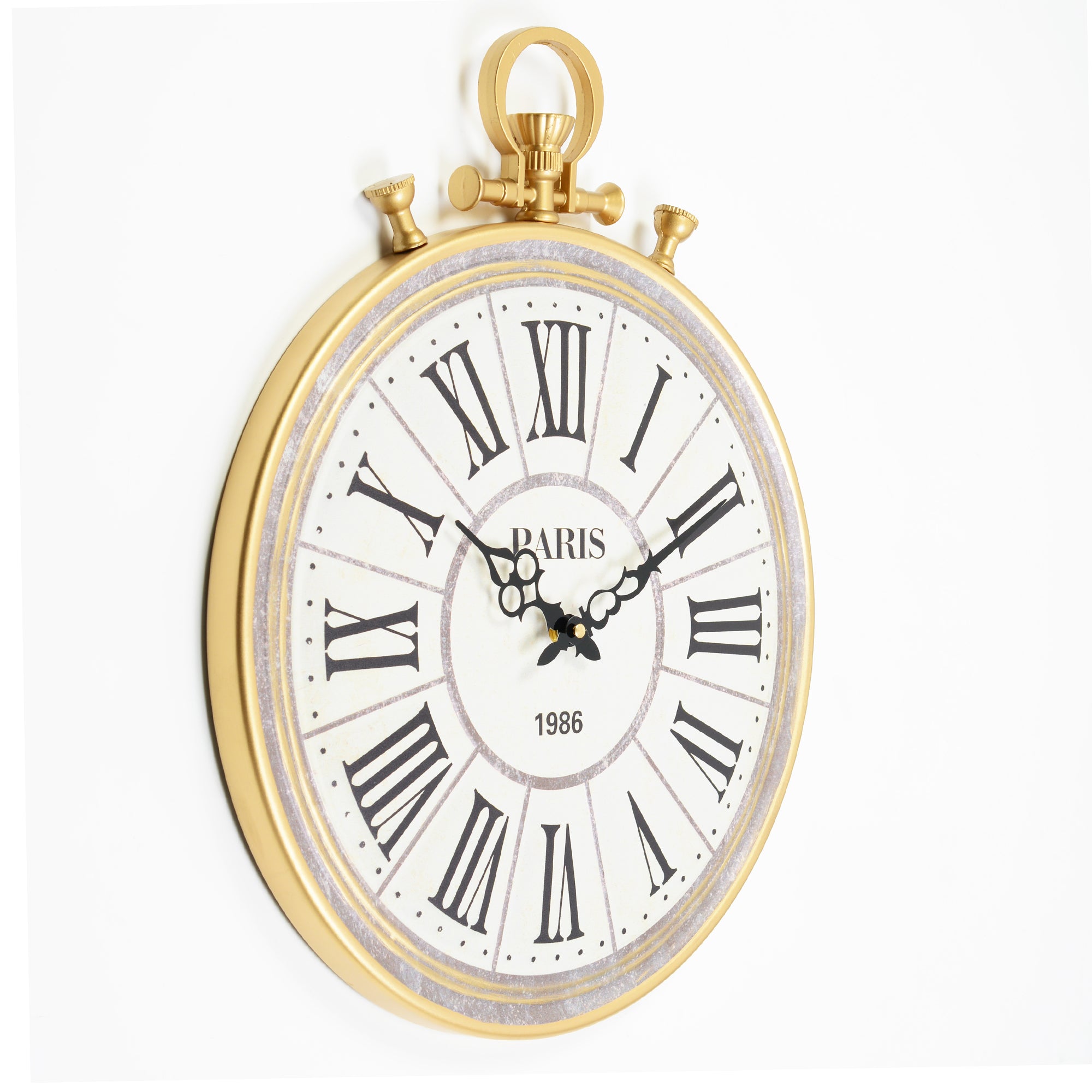 Rhythm Metal Oldtown Wall Clock in Antique Gold Colour
