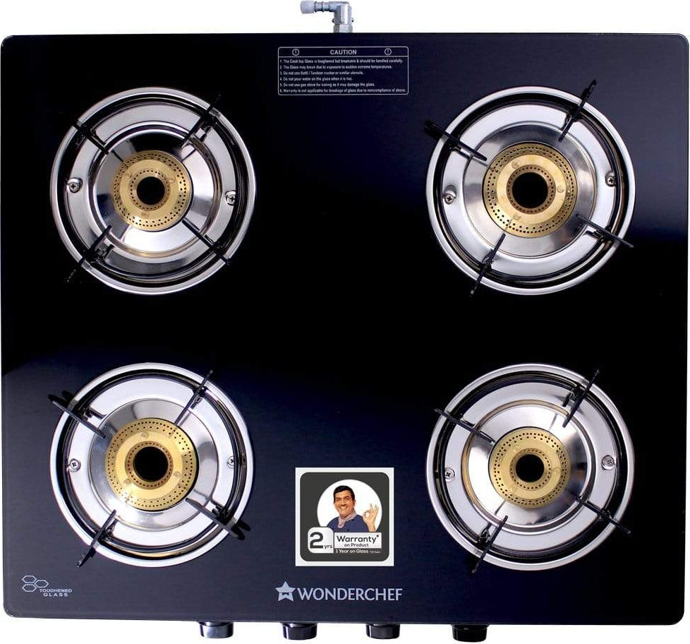 Acura Toughened Glass Cooktop 4 Burner in Black Colour