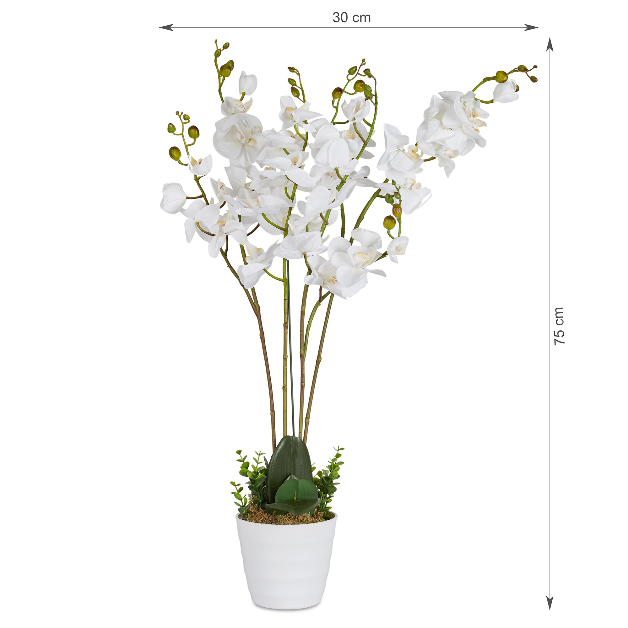 Ilana Artificial Orchid Potted Plant 75Cm in White Colour
