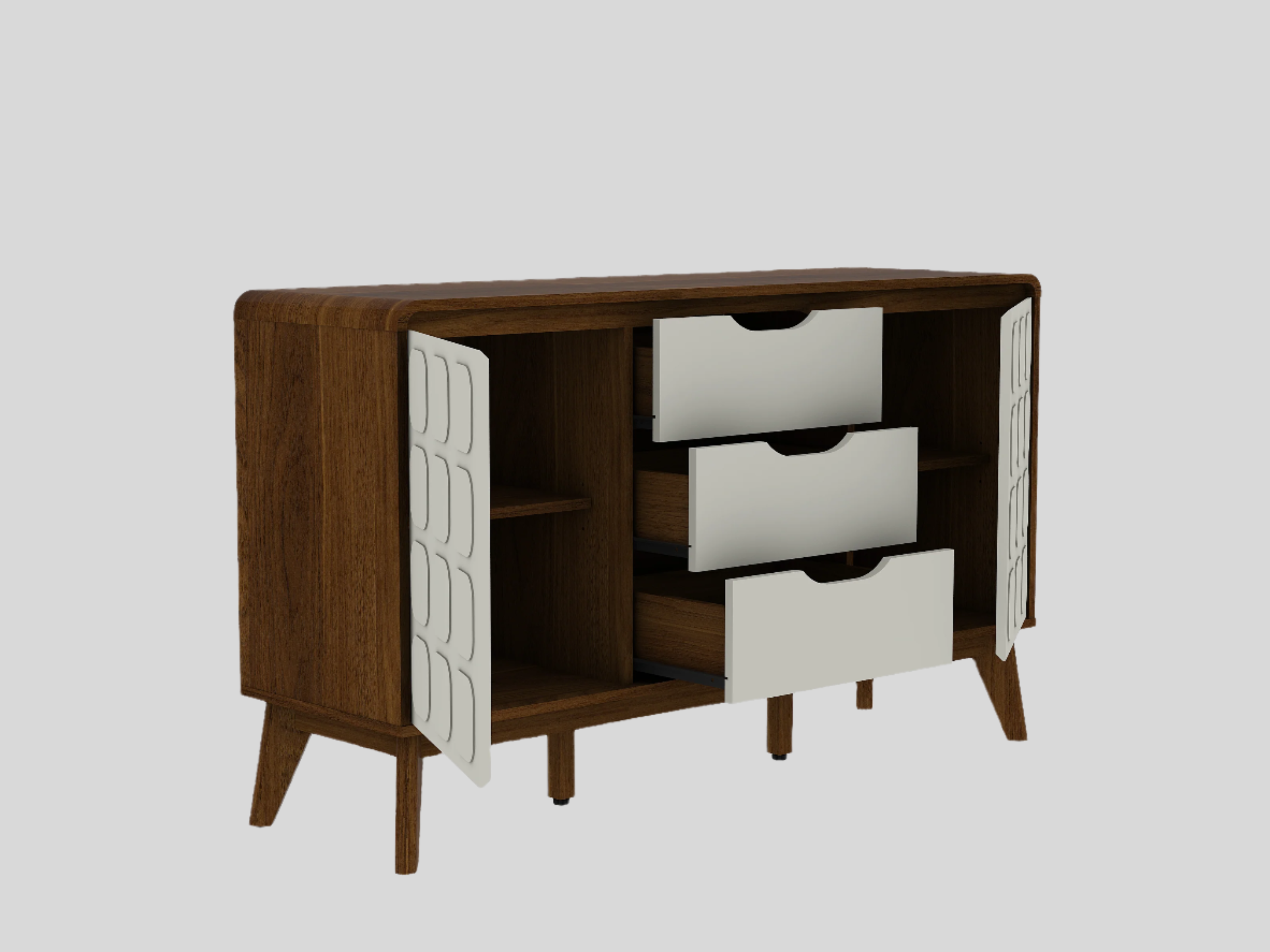 Opus Sideboard in White & Walnut Colour