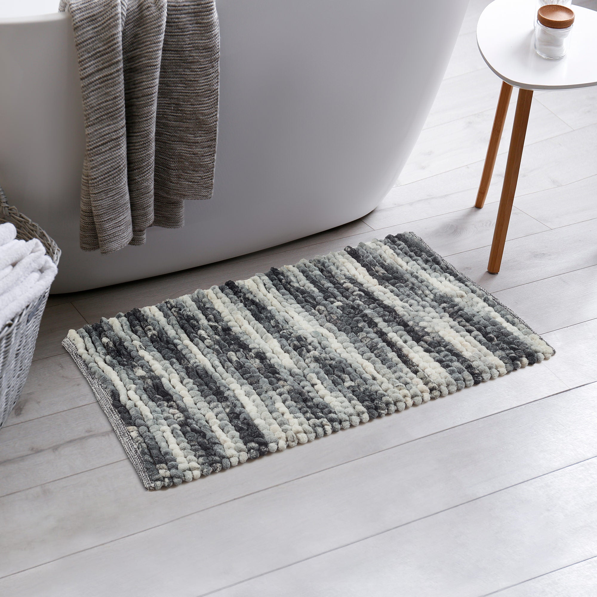 Emilia Micro Chenille Multipurpose Loop Bath Mat 40x60 Cm in Charcoal Colour