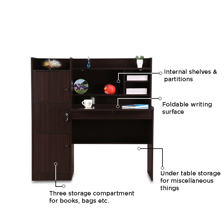 Venus Engineered Wood Study Table in Walnut Colour
