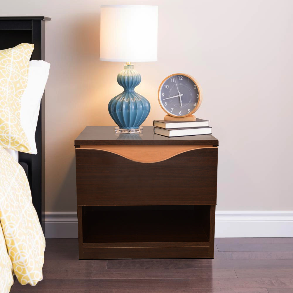 Swirl Night Stand in Dark Oak Colour
