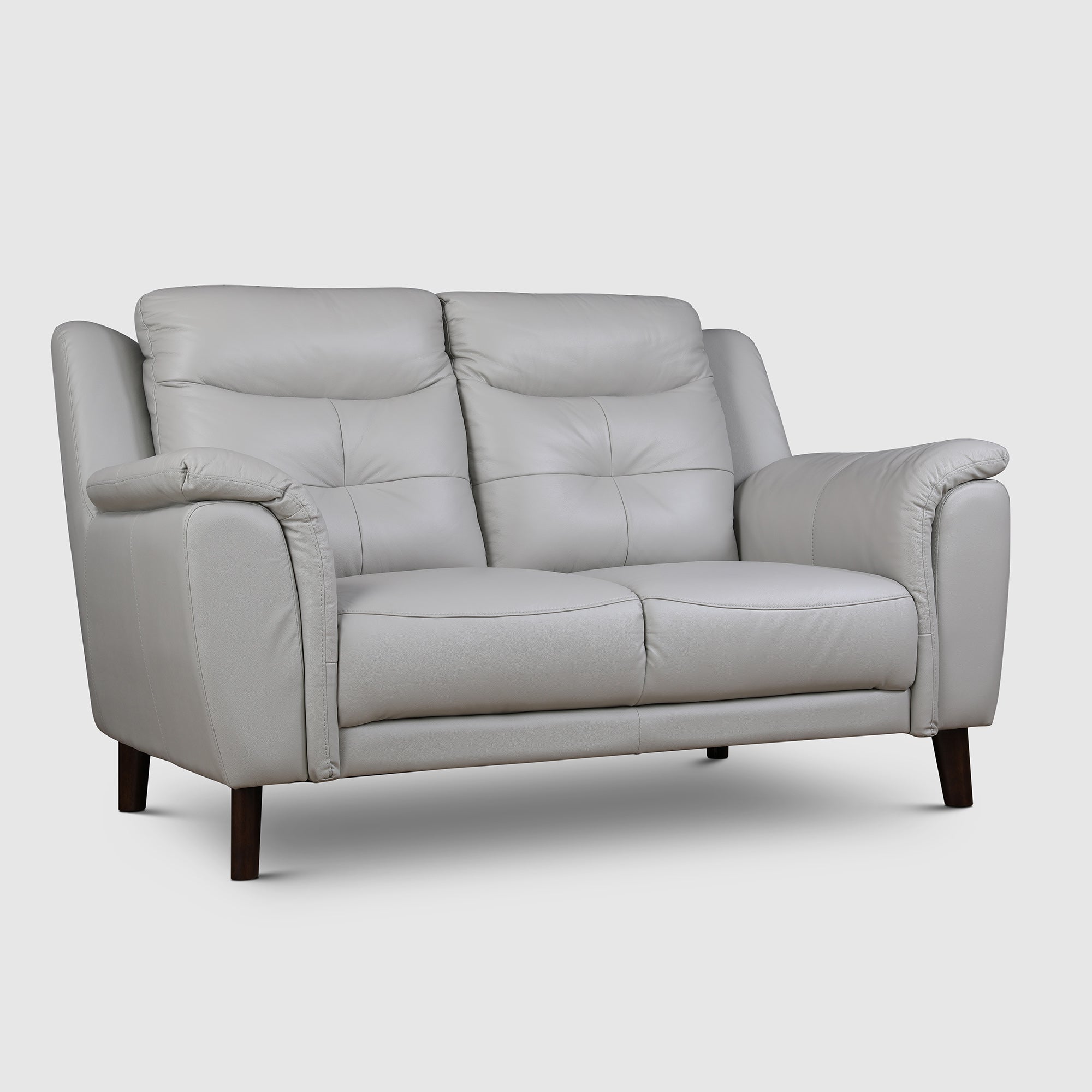 Alexa Half Leather Two Seater Sofa in Light Grey Colour