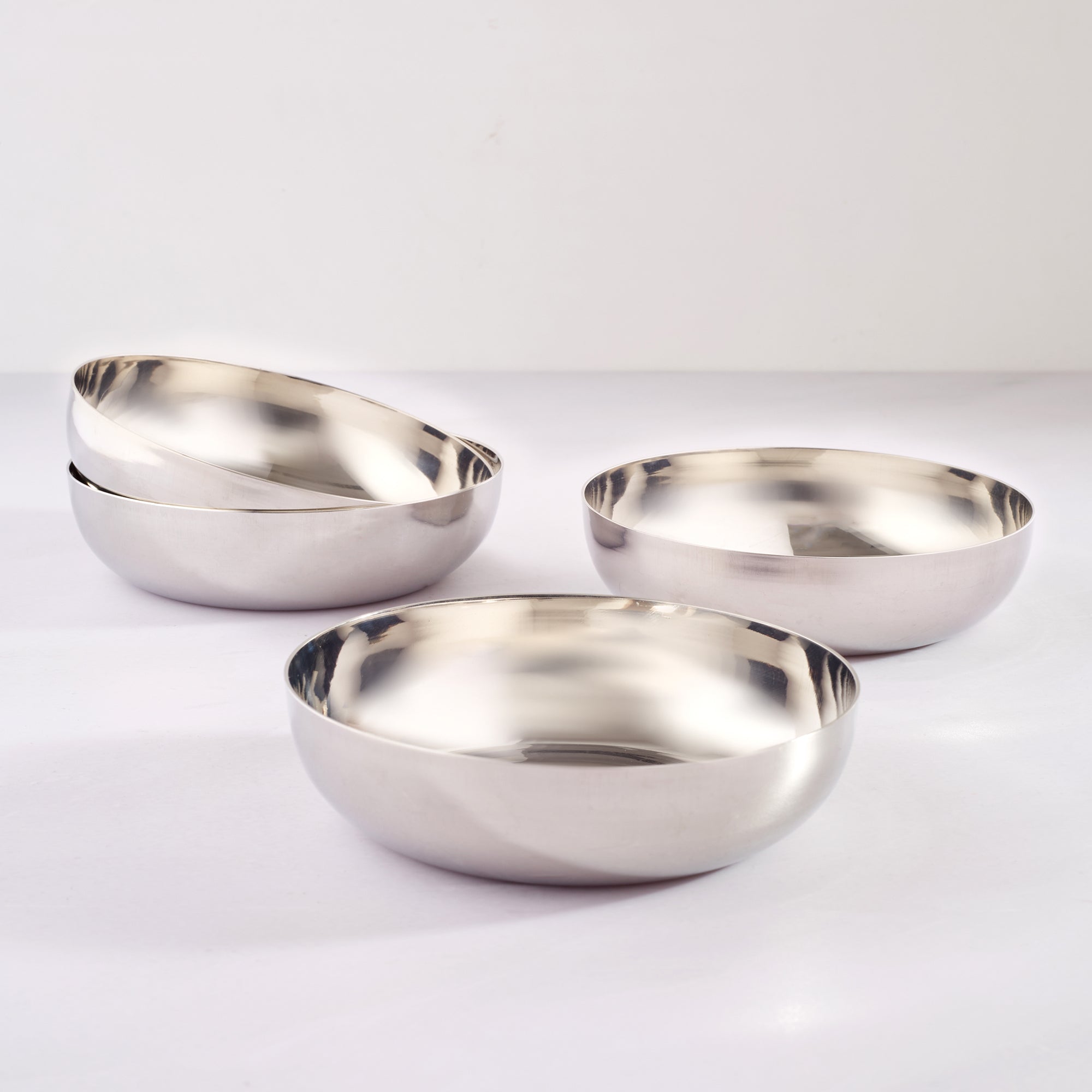 Glisto Stainless Steel Pudding/Dessert Bowl Set of 4 in Silver Colour