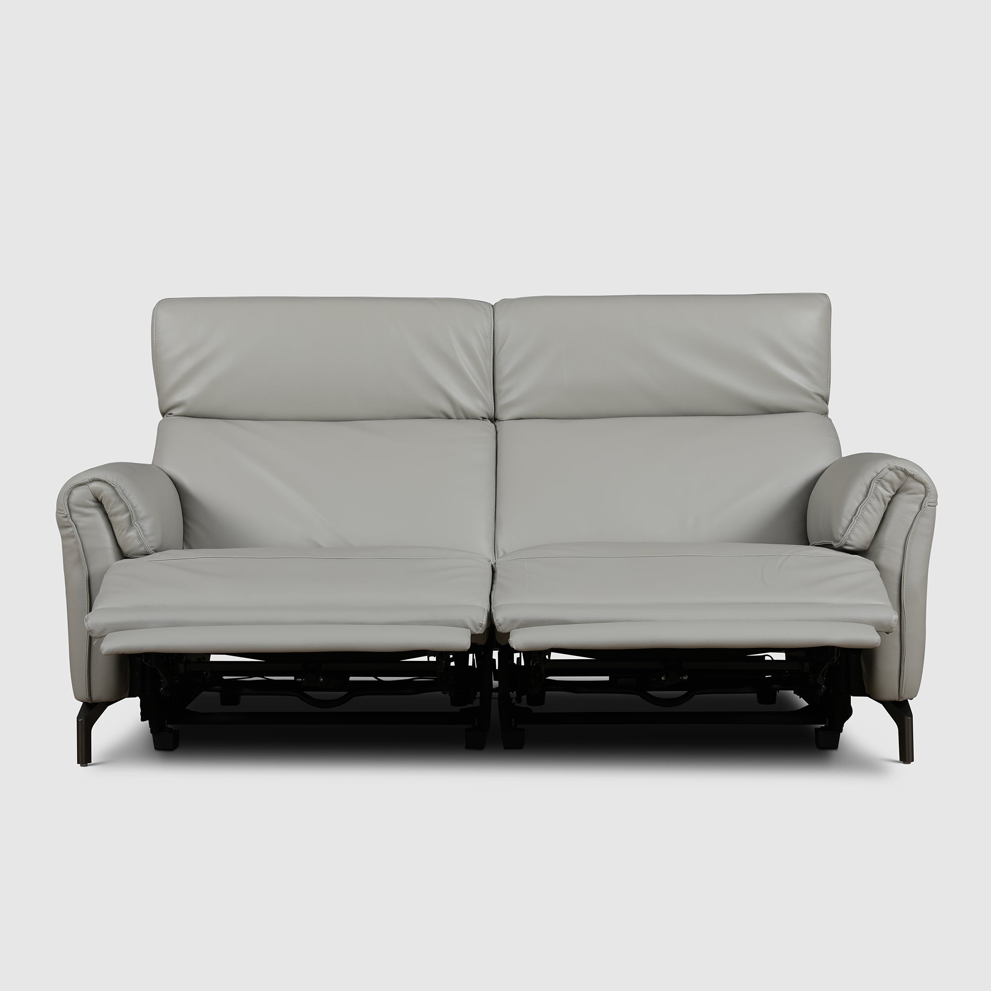 Emilia Half Leather Three seater Electric Recliner in Light Grey Colour