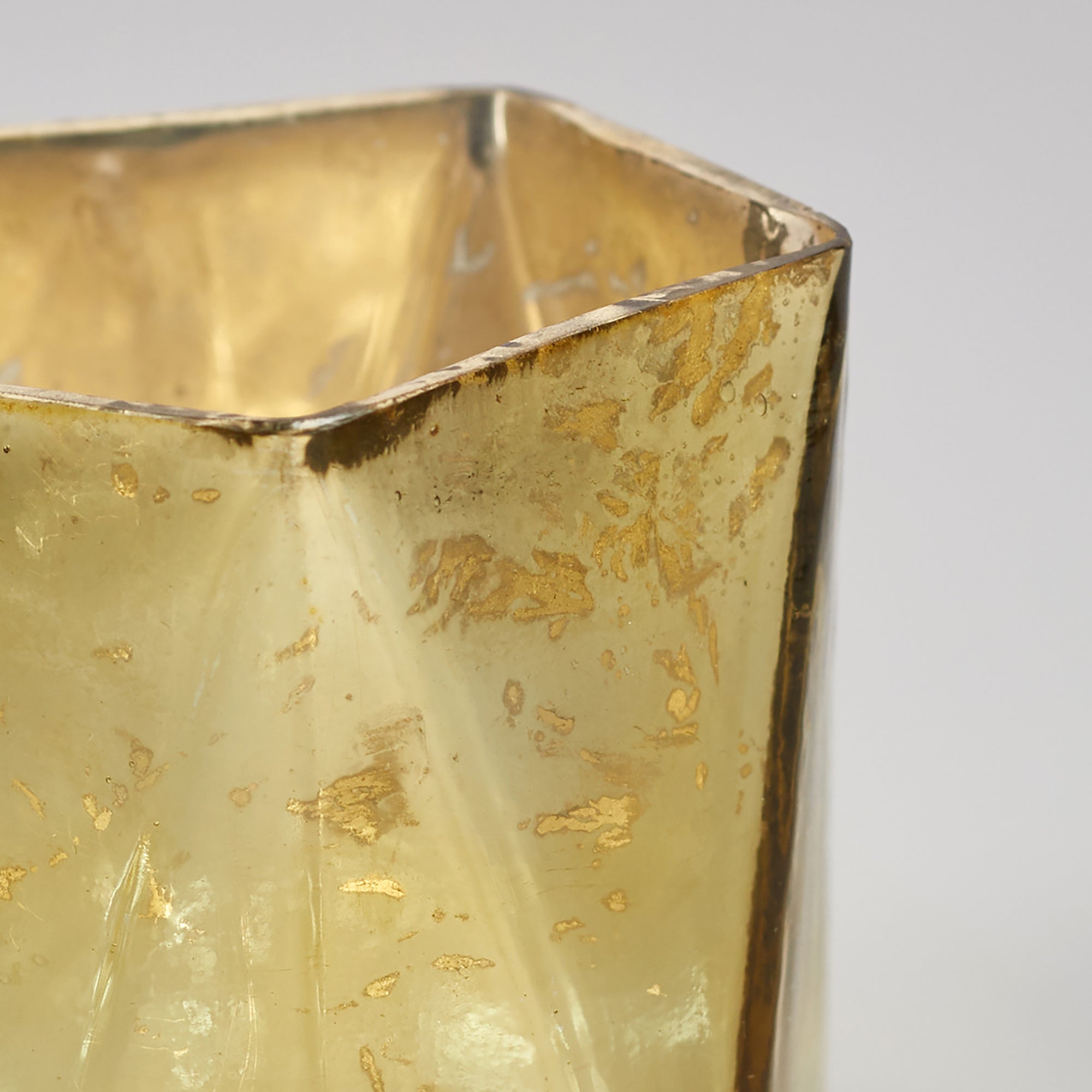 Phiona Glass Hexa Handcrafted Votive Mercury 13 Cm in Gold Colour