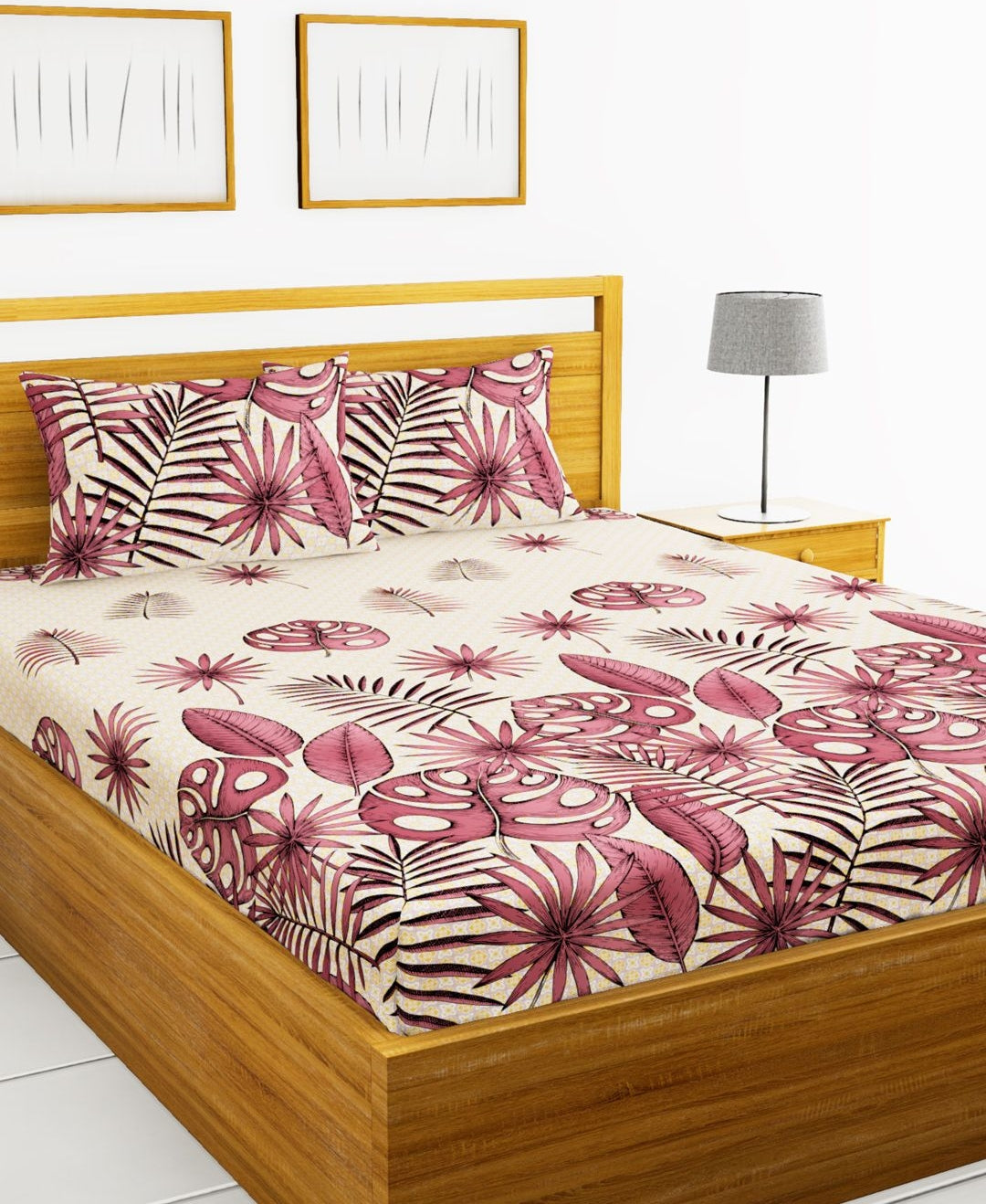 Callista Cotton King Bed Sheet 274X274 Cm in Maroon Colour