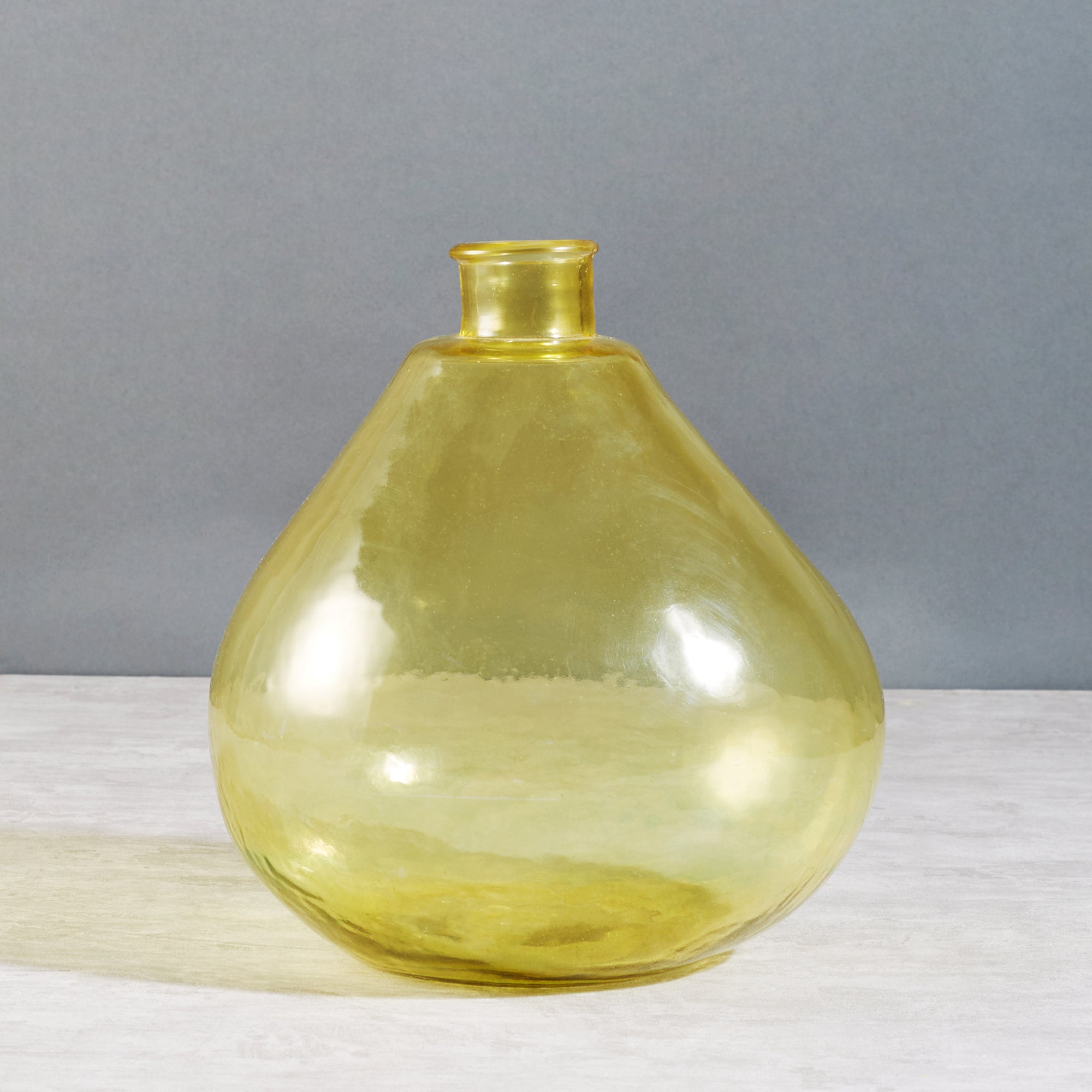 Phiona Glass Modern Organic Shapped Handcrafted Vase 32 Cm in Yellow Colour