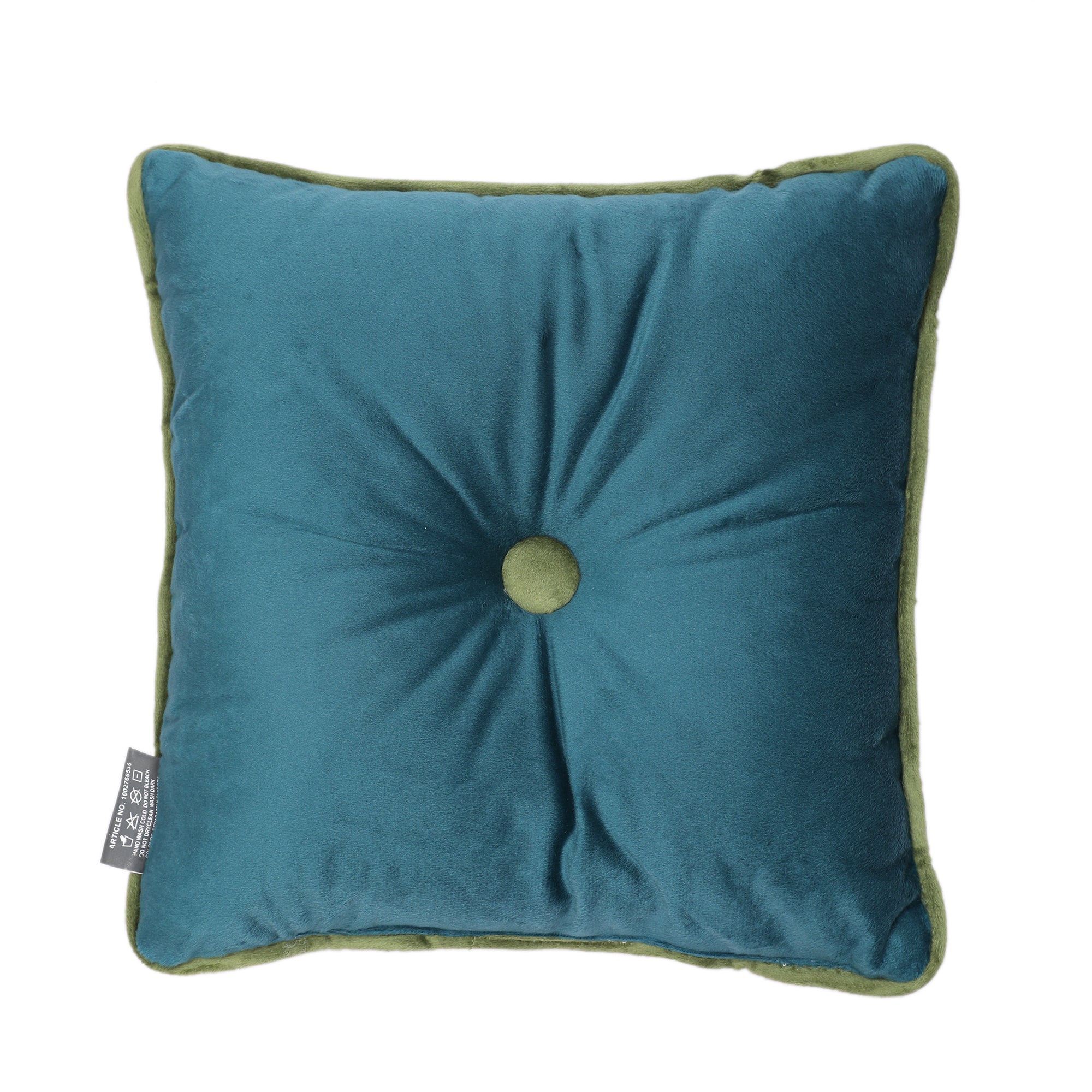 Velvet Solid Dori Filled Cushion Aqua, 40X40cm