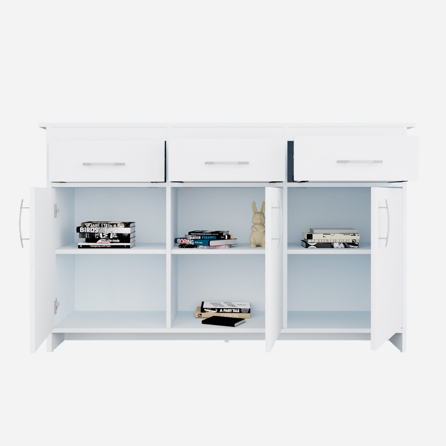 Albert Engineered Wood 3 Door Cabinet in White Colour