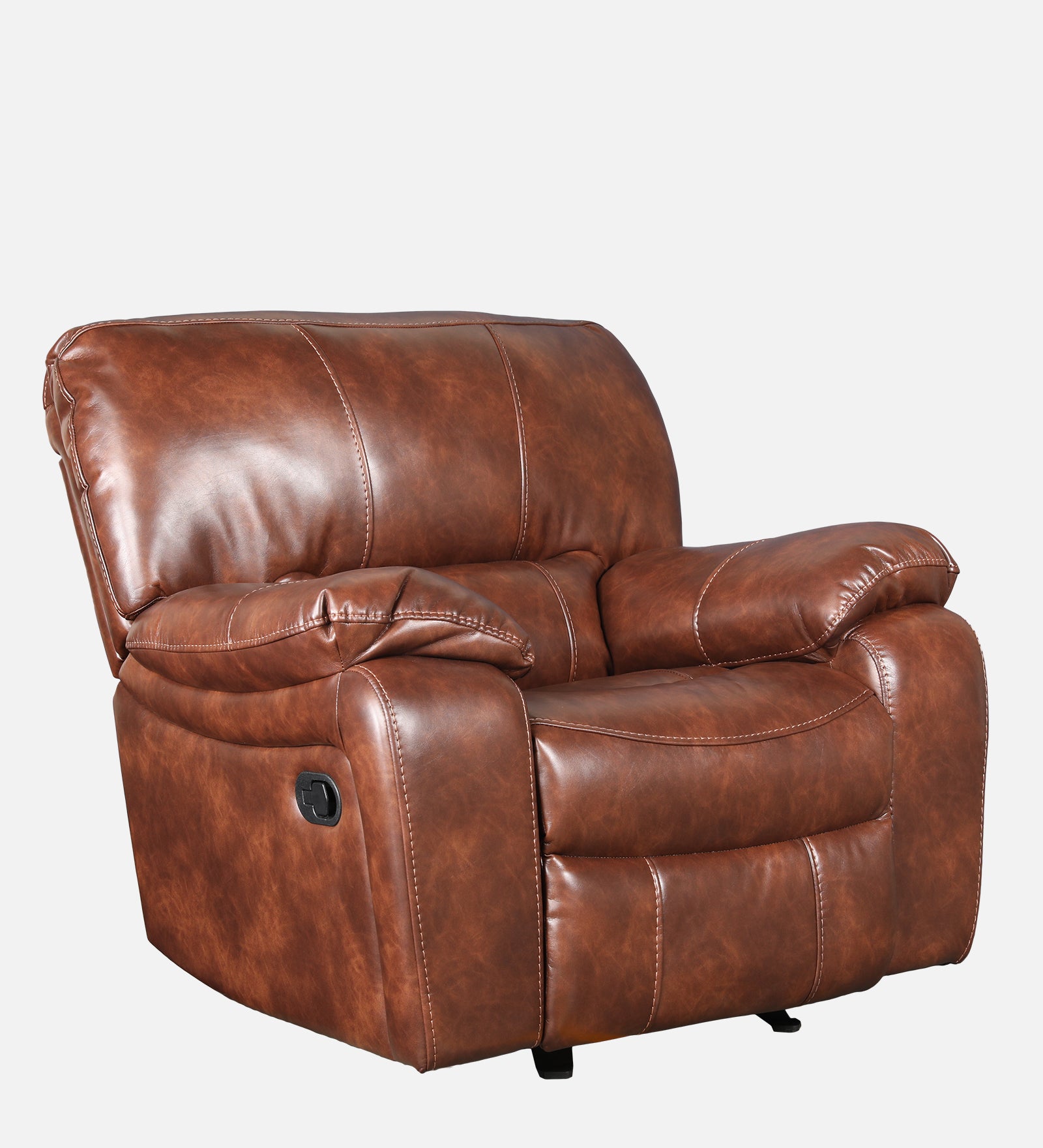 Urbano Leather Fabric Single Seater Recliner in Brown Colour