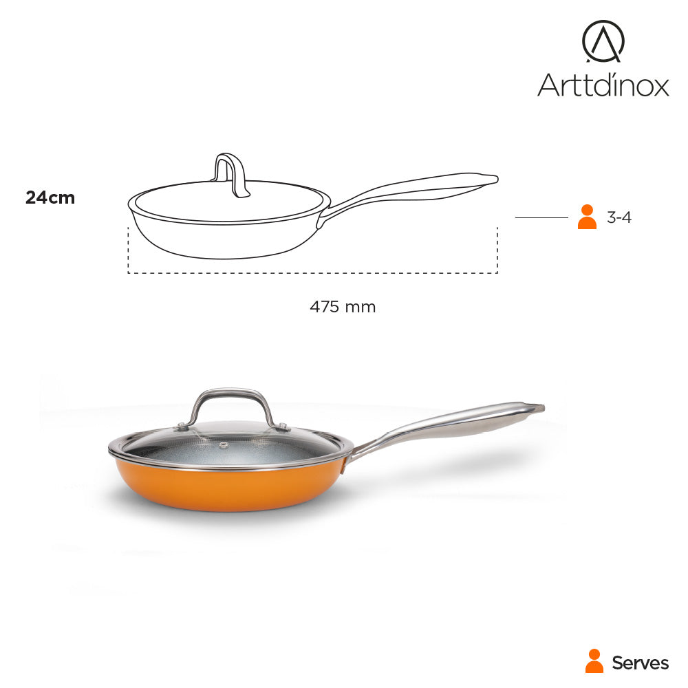 Vida Triply Frypan 24cm Volcanic with Glass Lid