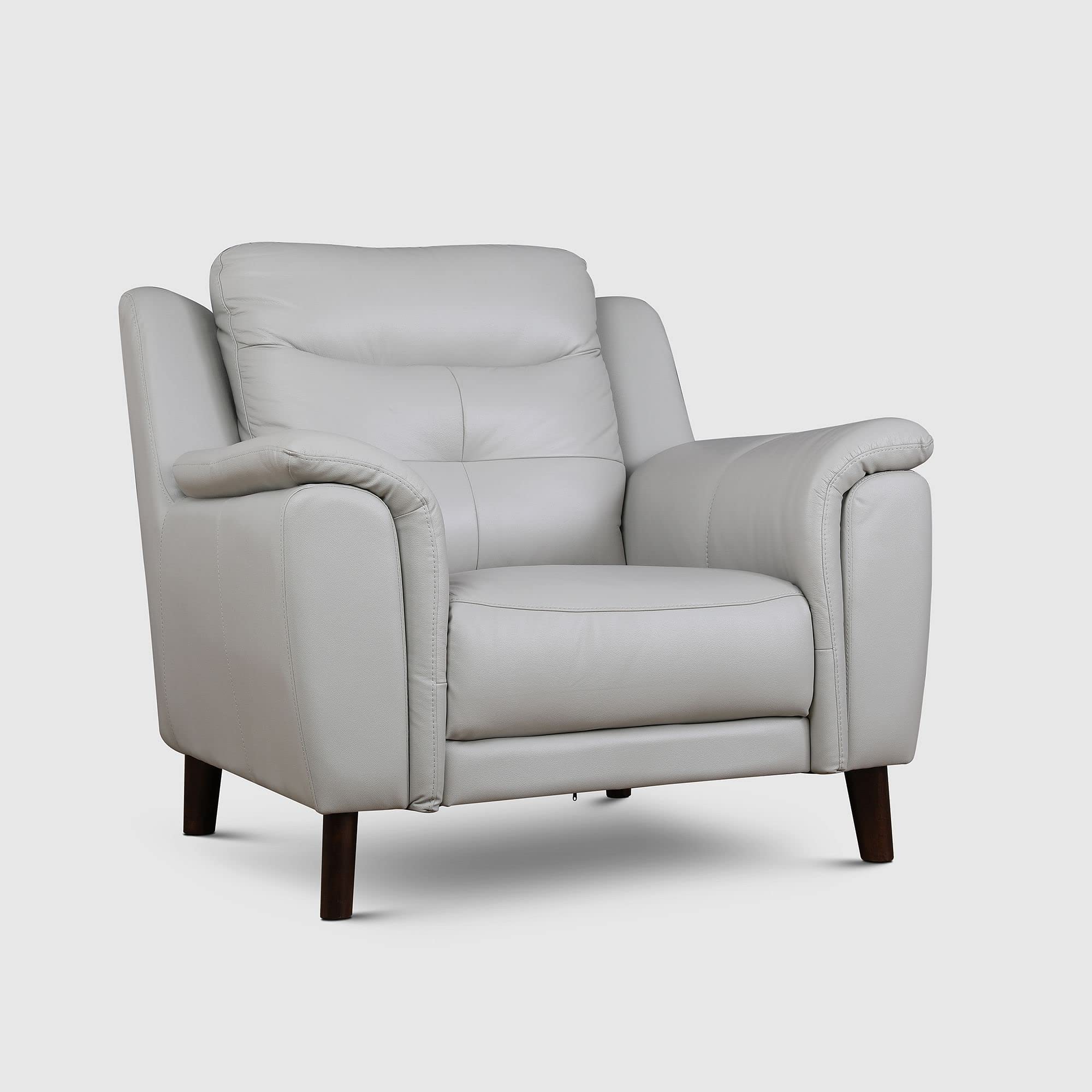 Alexa Half Leather Single Seater Sofa in Light Grey Colour