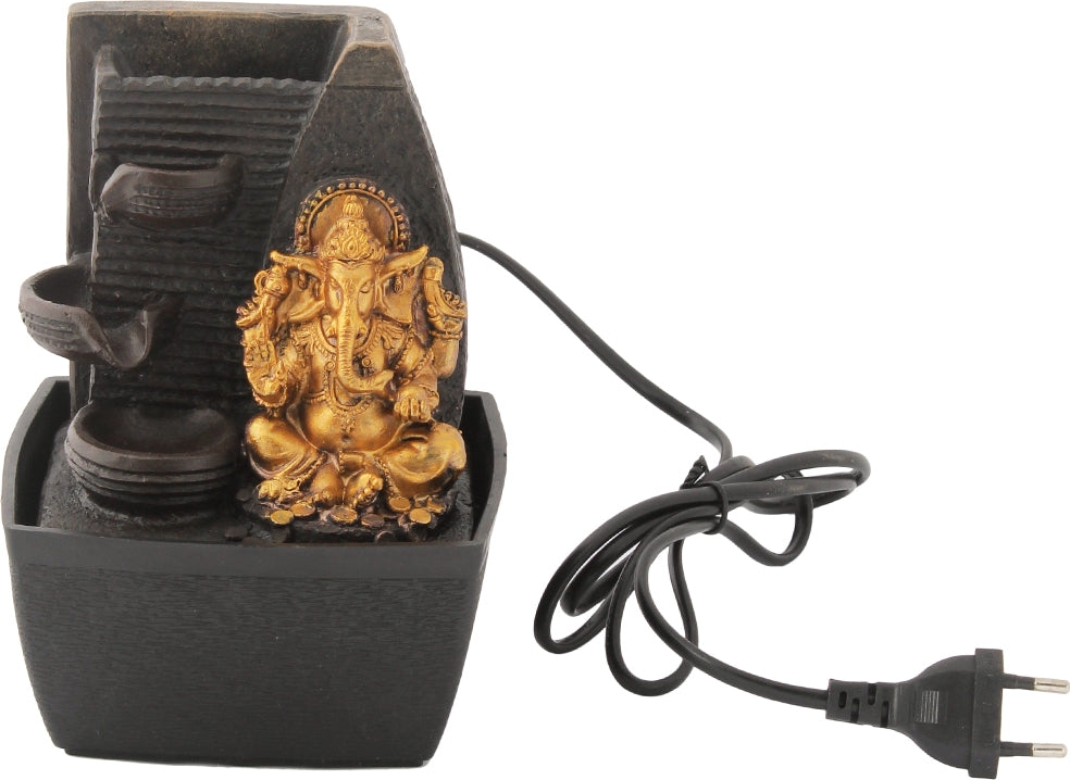 Impression Polyresin Ganesha 3 Drop Fountain in Gold Colour