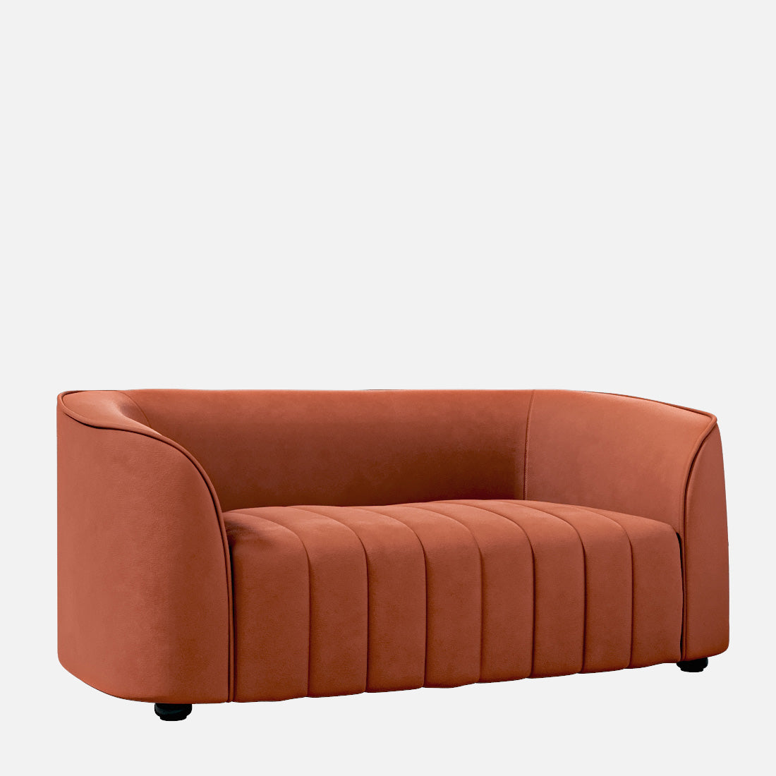Elise Velvet Fabric Two Seater Sofa in Rust Colour