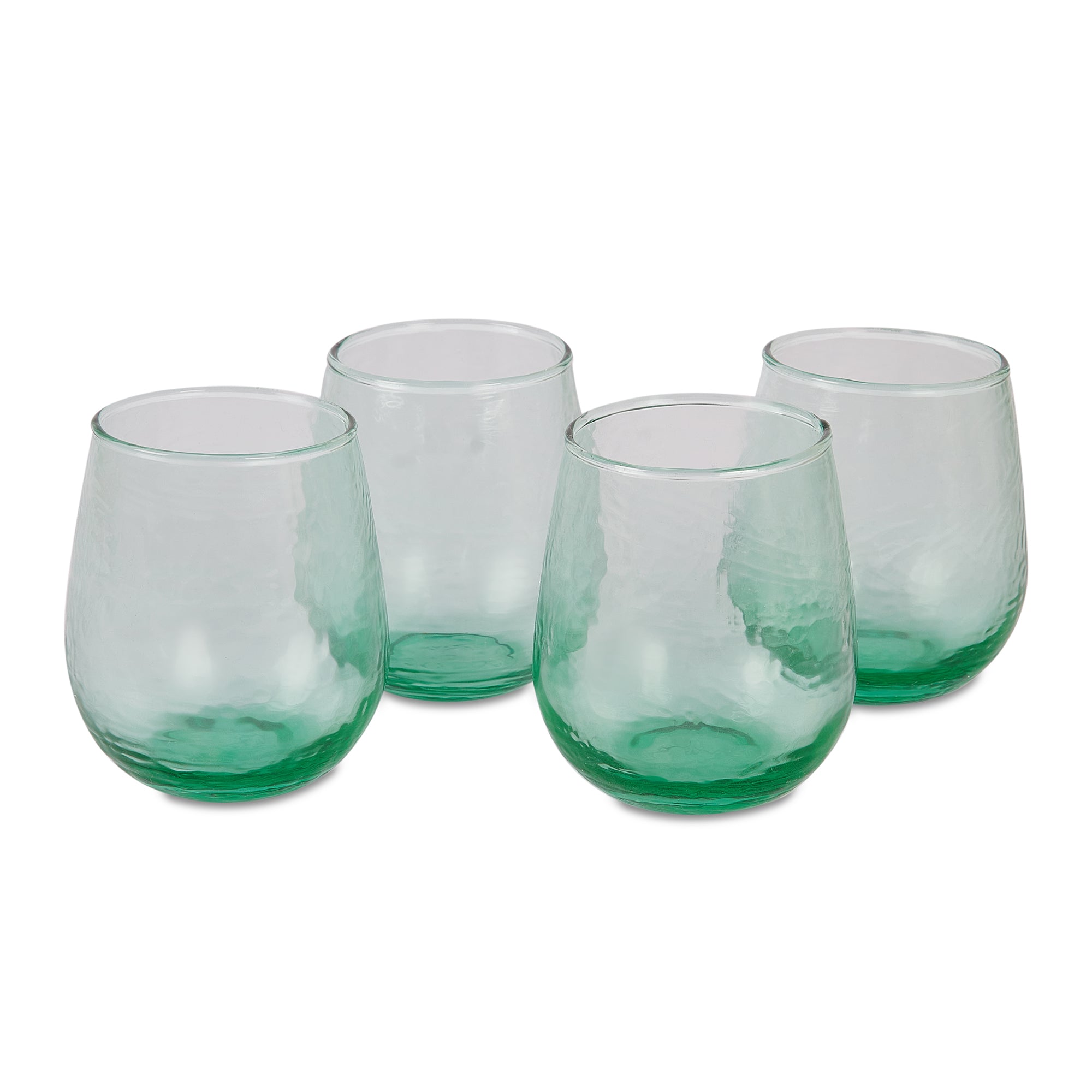 Ikigai Hammered Juice Glass Set of 4 in Green Colour