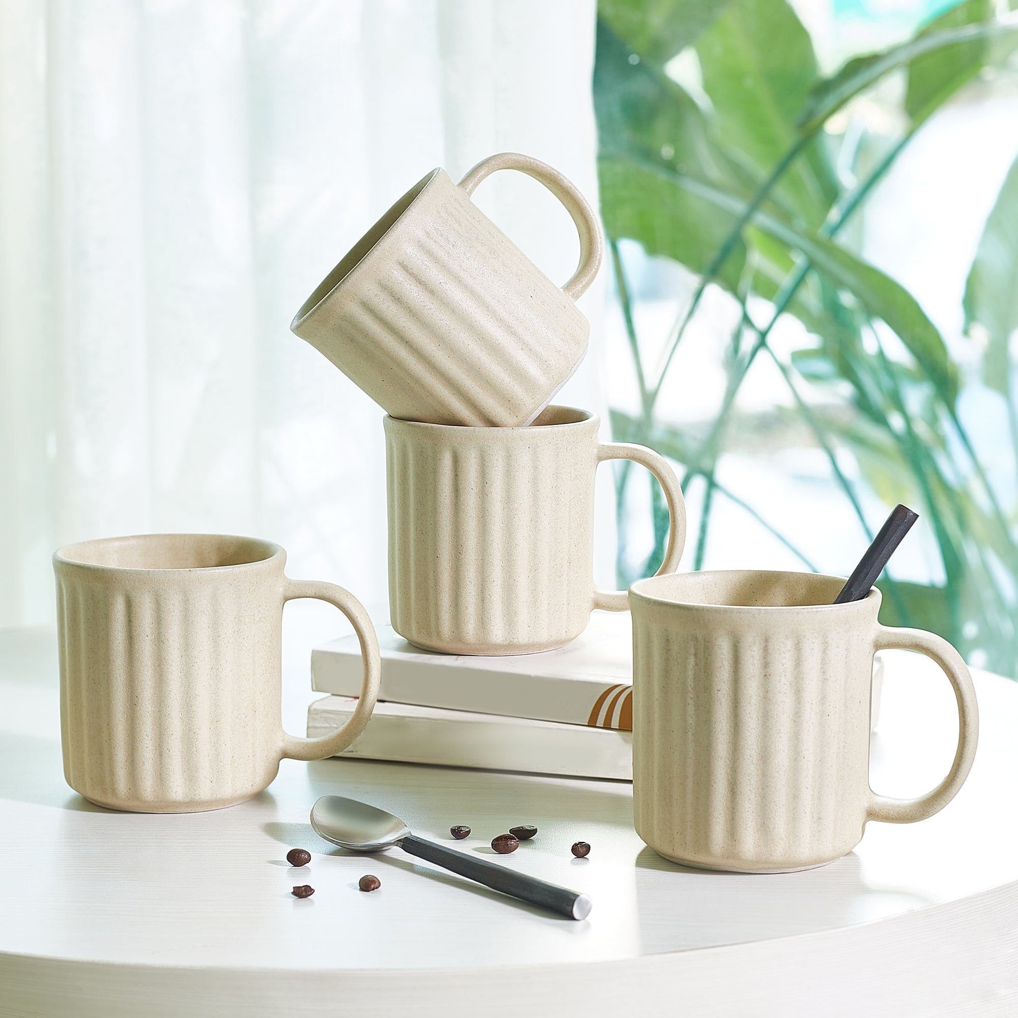 Living Essence WabiSabi Mustard Mug Set of 4Pcs
