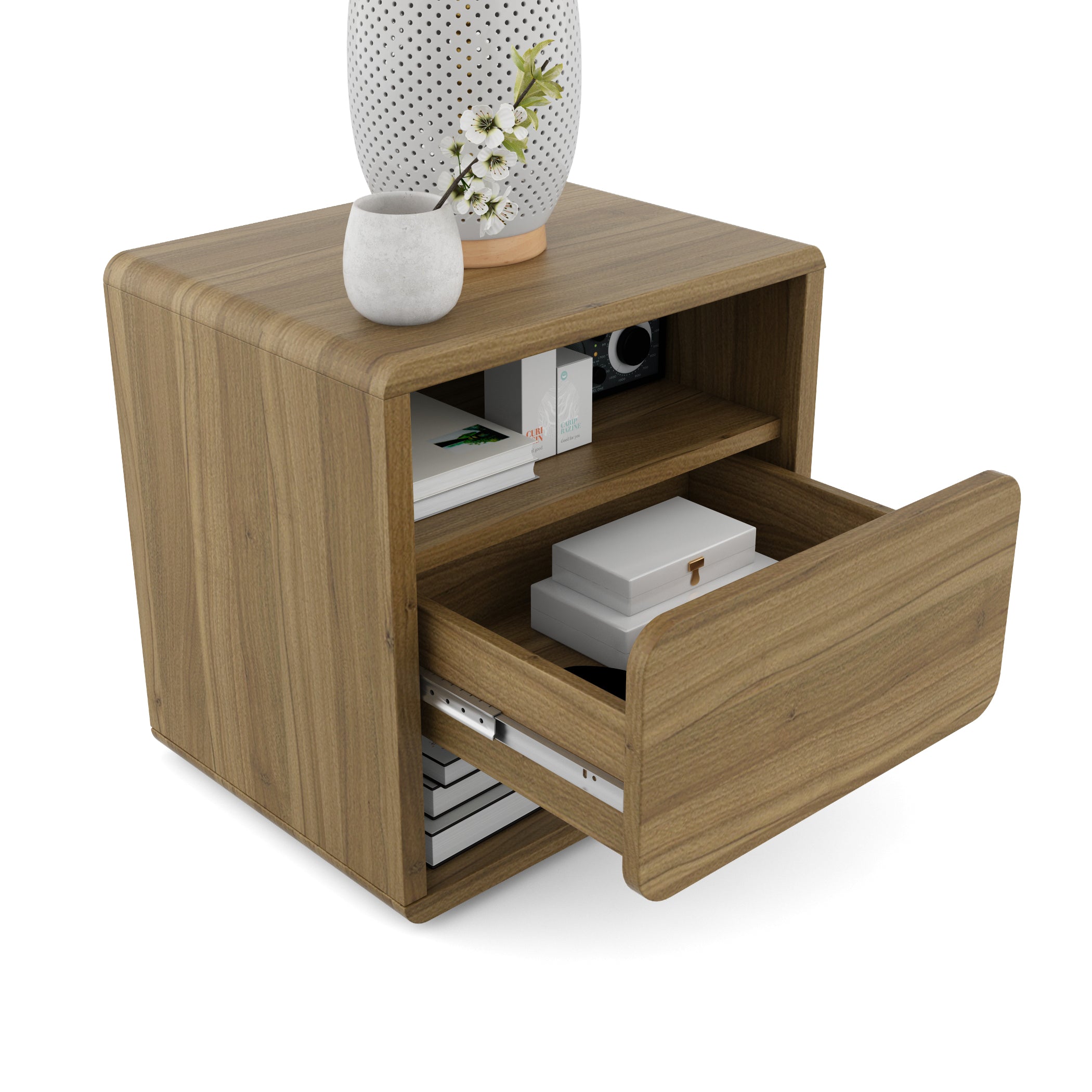 Freya Night Stand in Natural Teak Colour