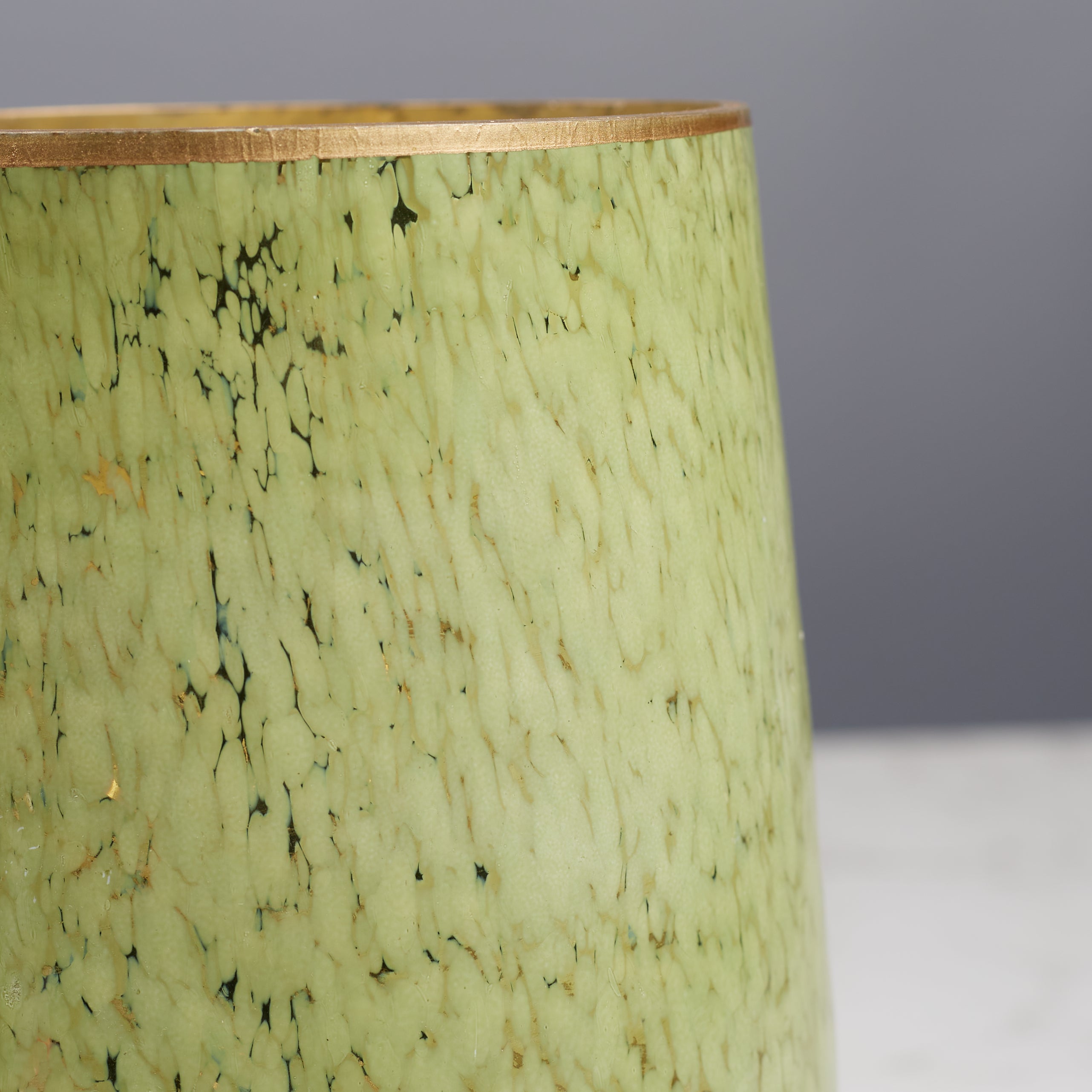 Phiona Glass Textured Handcrafted Vase 21 Cm in Olive Colour