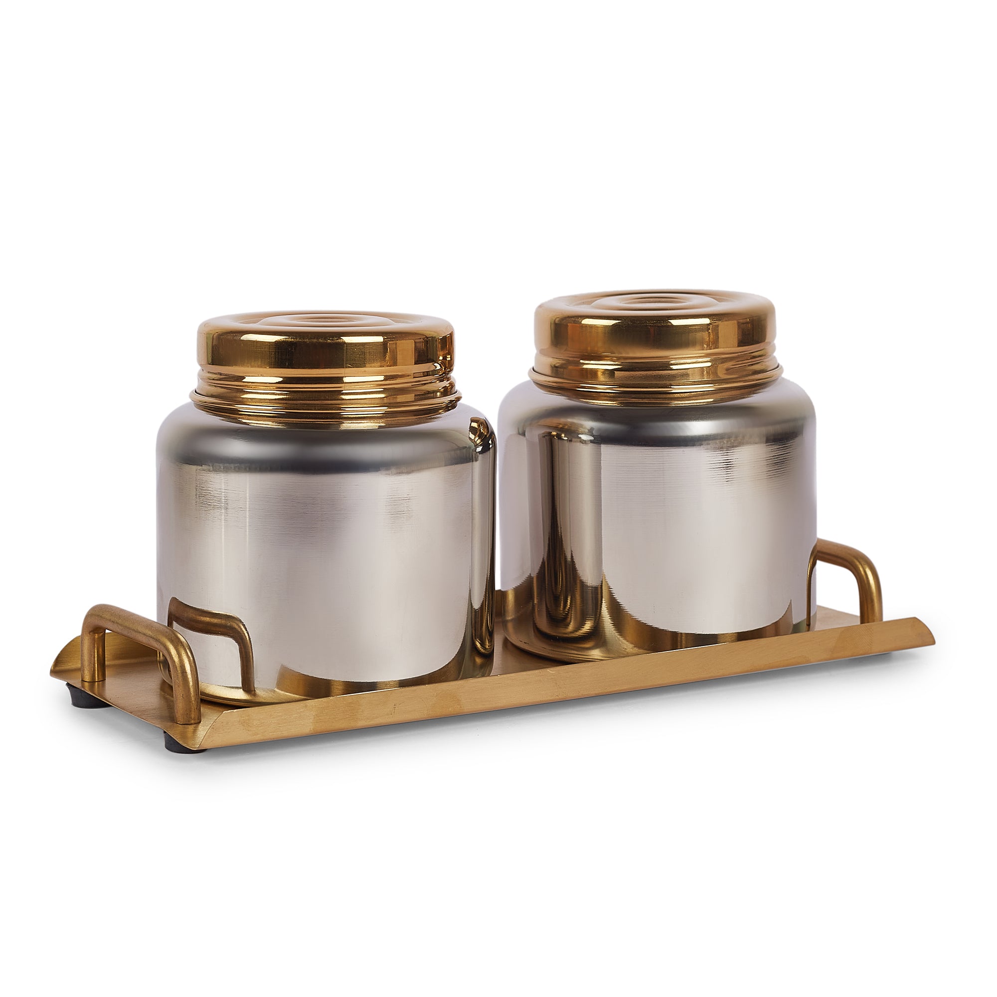 Sapphire Stainless Steel Serving Set Large in Gold & Silver Colour by Living Essence