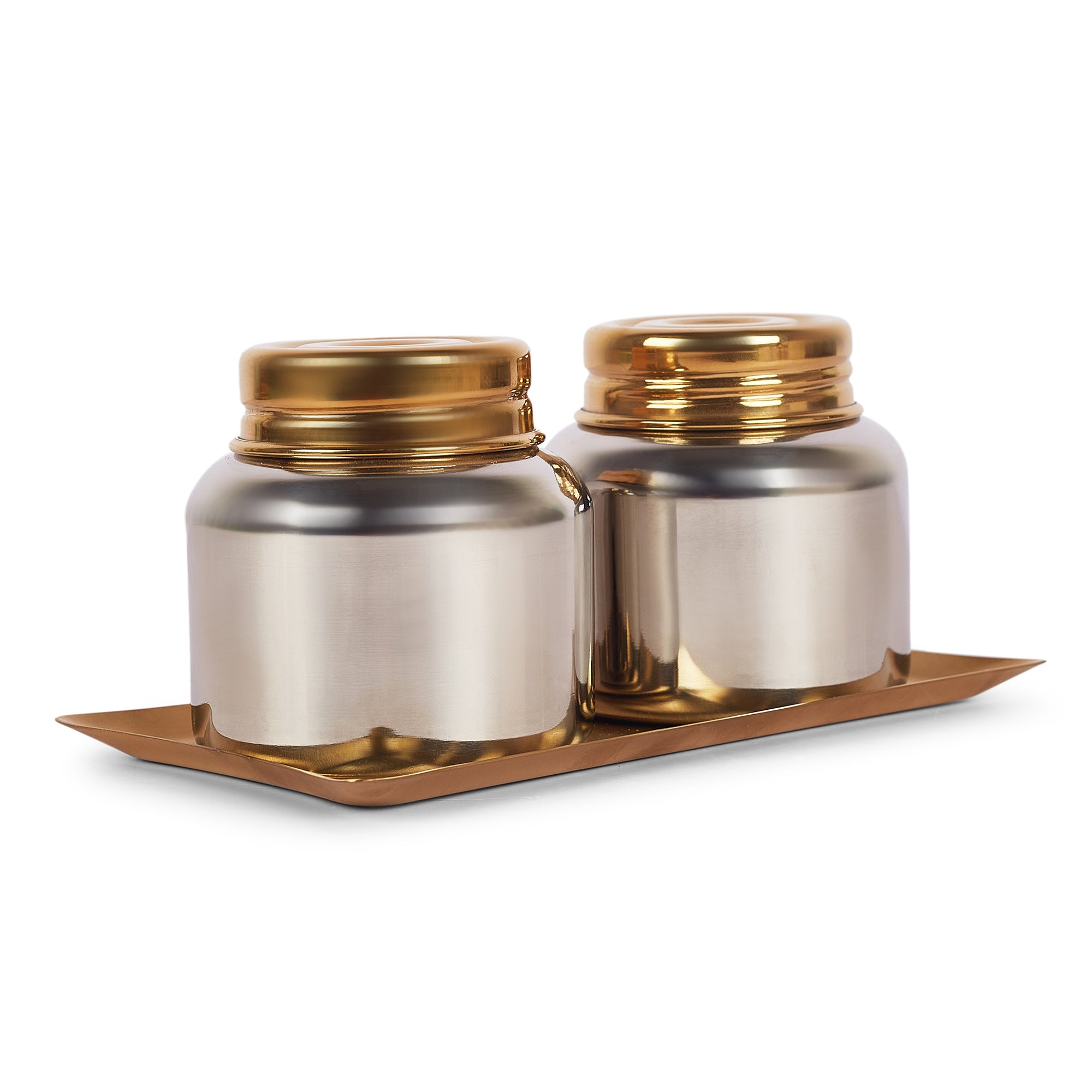 Sapphire Stainless Steel Serving Set Small in Gold & Silver Colour by Living Essence