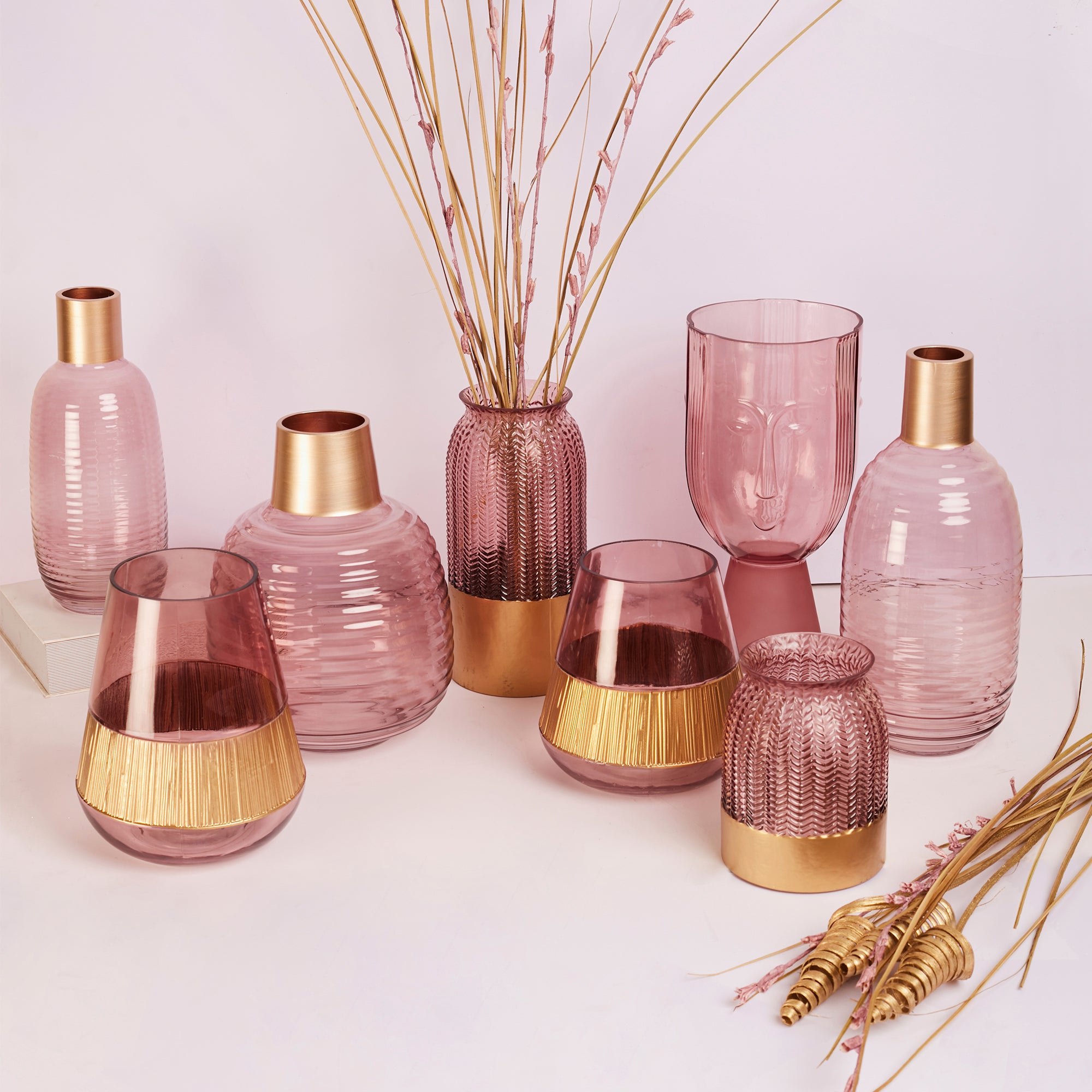 Alena Pot Glass Vase 26Cm in Blush Colour