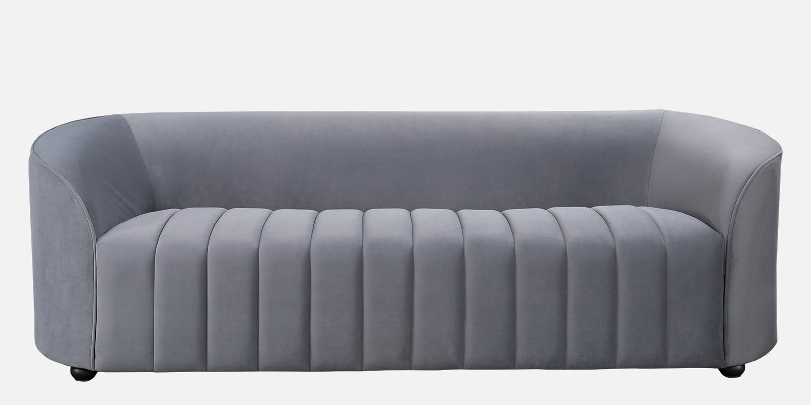 Elise Velvet Fabric Three Seater Sofa in Dark Grey Colour