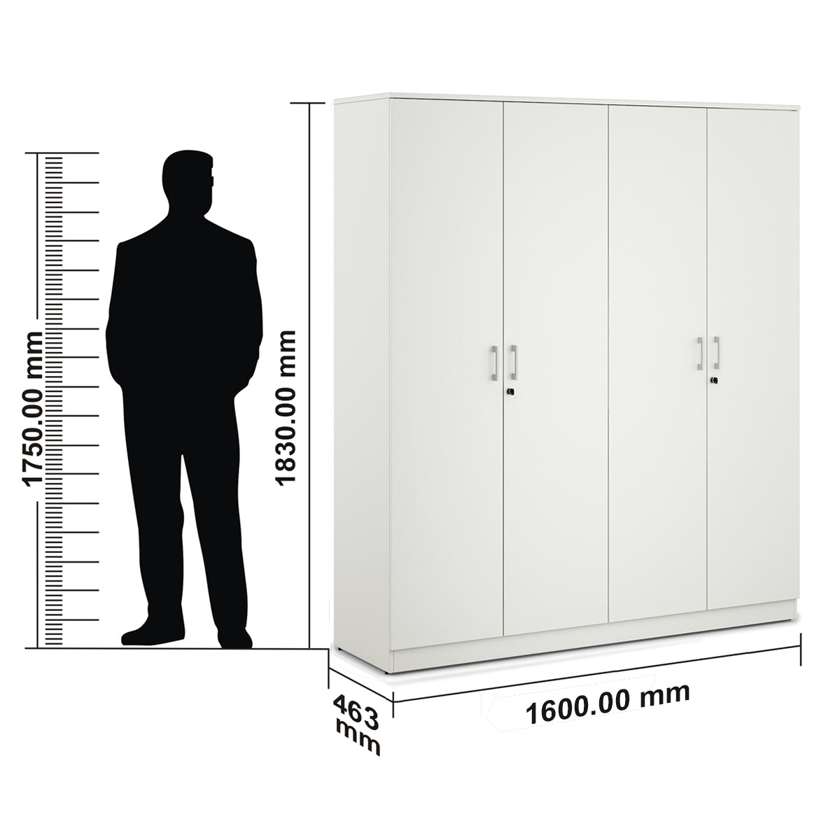 Prime Four Door Wardrobe in White Colour