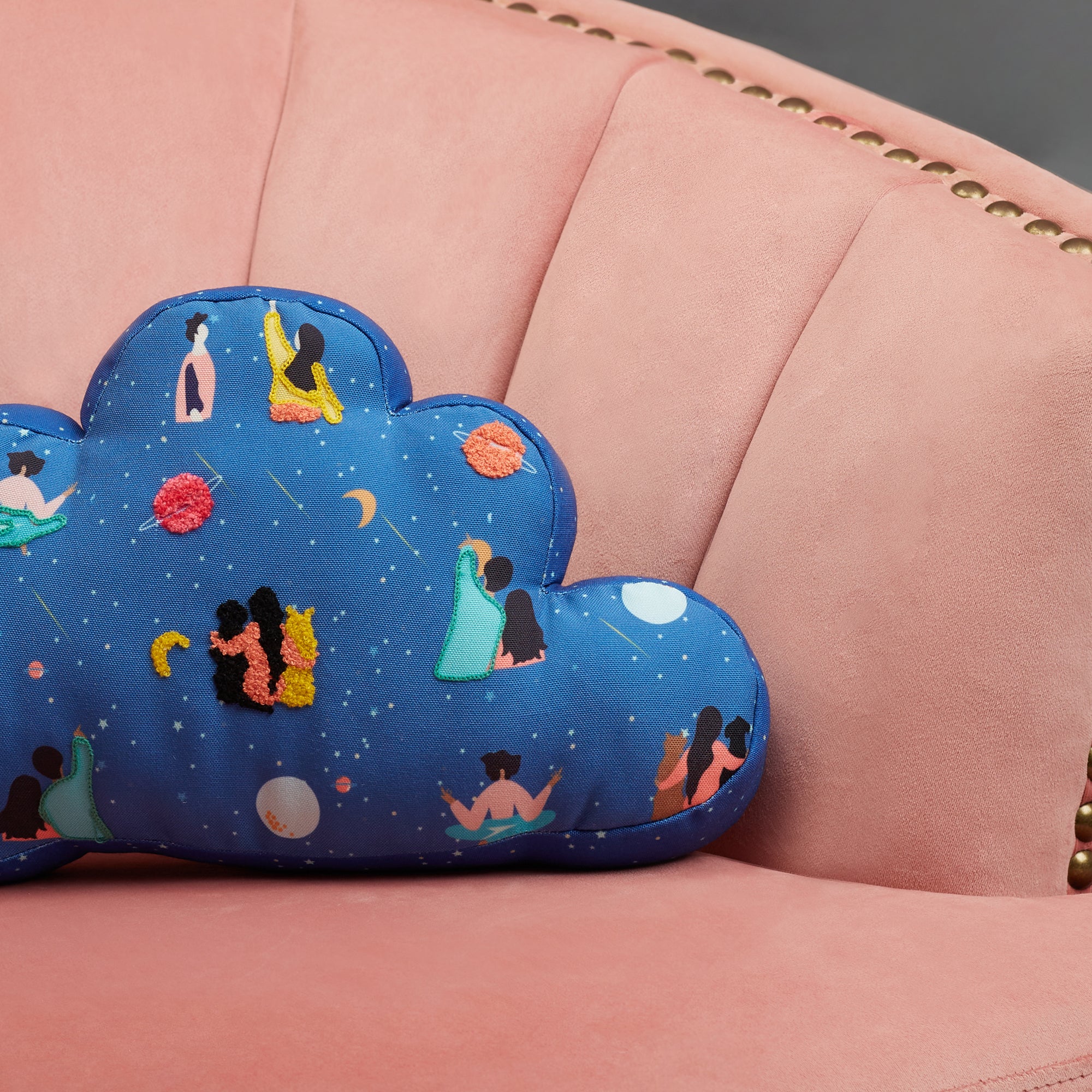 Good Life  Reversible Cloud Digital Printed Shaped Cushion 40x25 Cm in Navy Colour